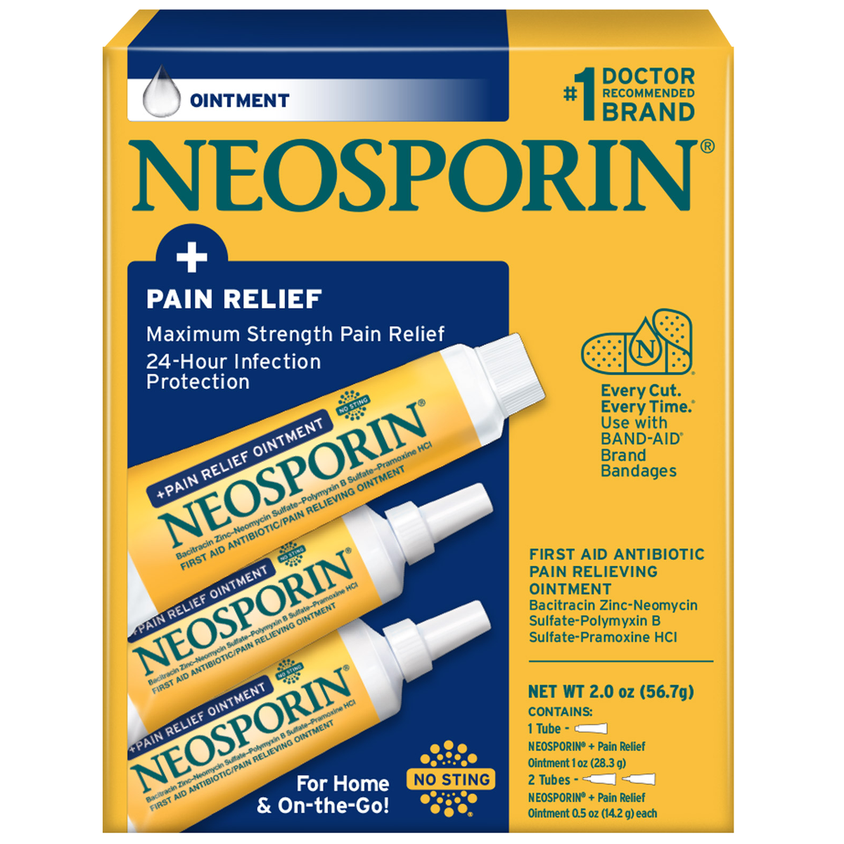 Neosporin + Pain Relief Dual Action Topical Antibiotic Ointment, 3 ct