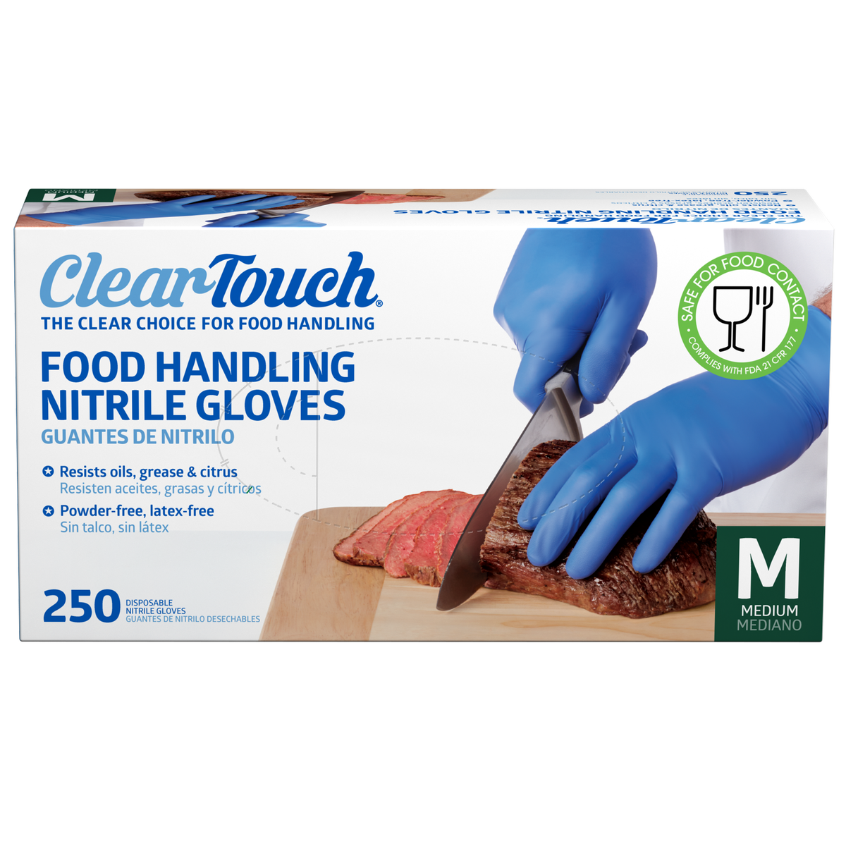 Clear-Touch Food Handling Nitrile Gloves, Medium, Blue, 500 ct - Image 2