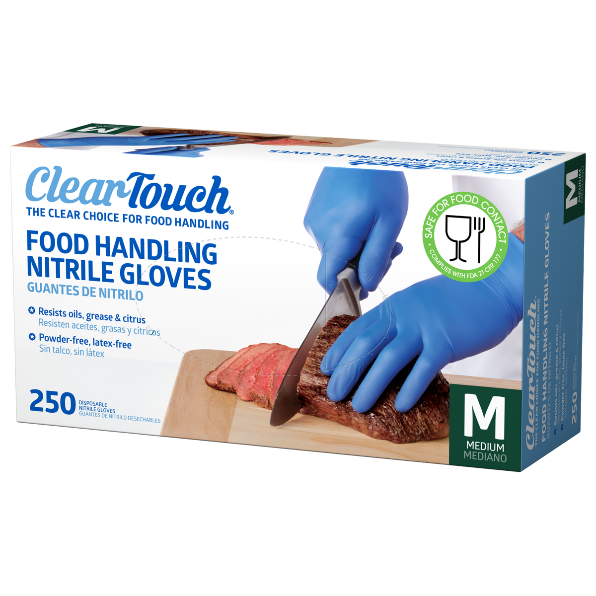 Clear-Touch Food Handling Nitrile Gloves, Medium, Blue, 500 ct - Image 4