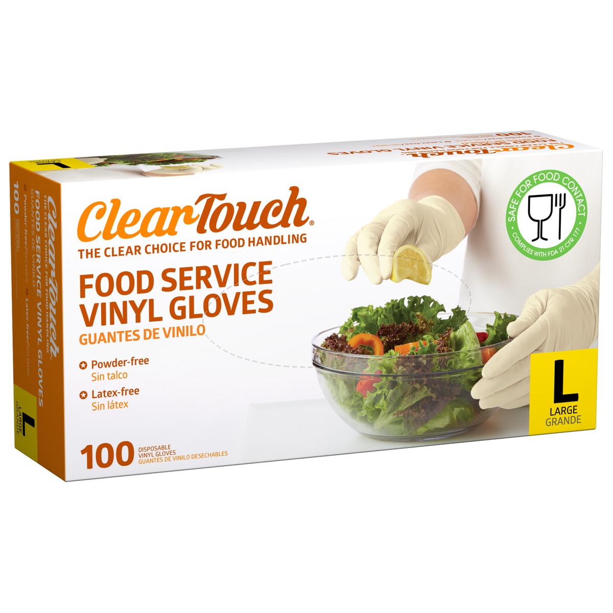 Clear-Touch Food Service Vinyl Gloves, Large, White, 300 ct - Image 3