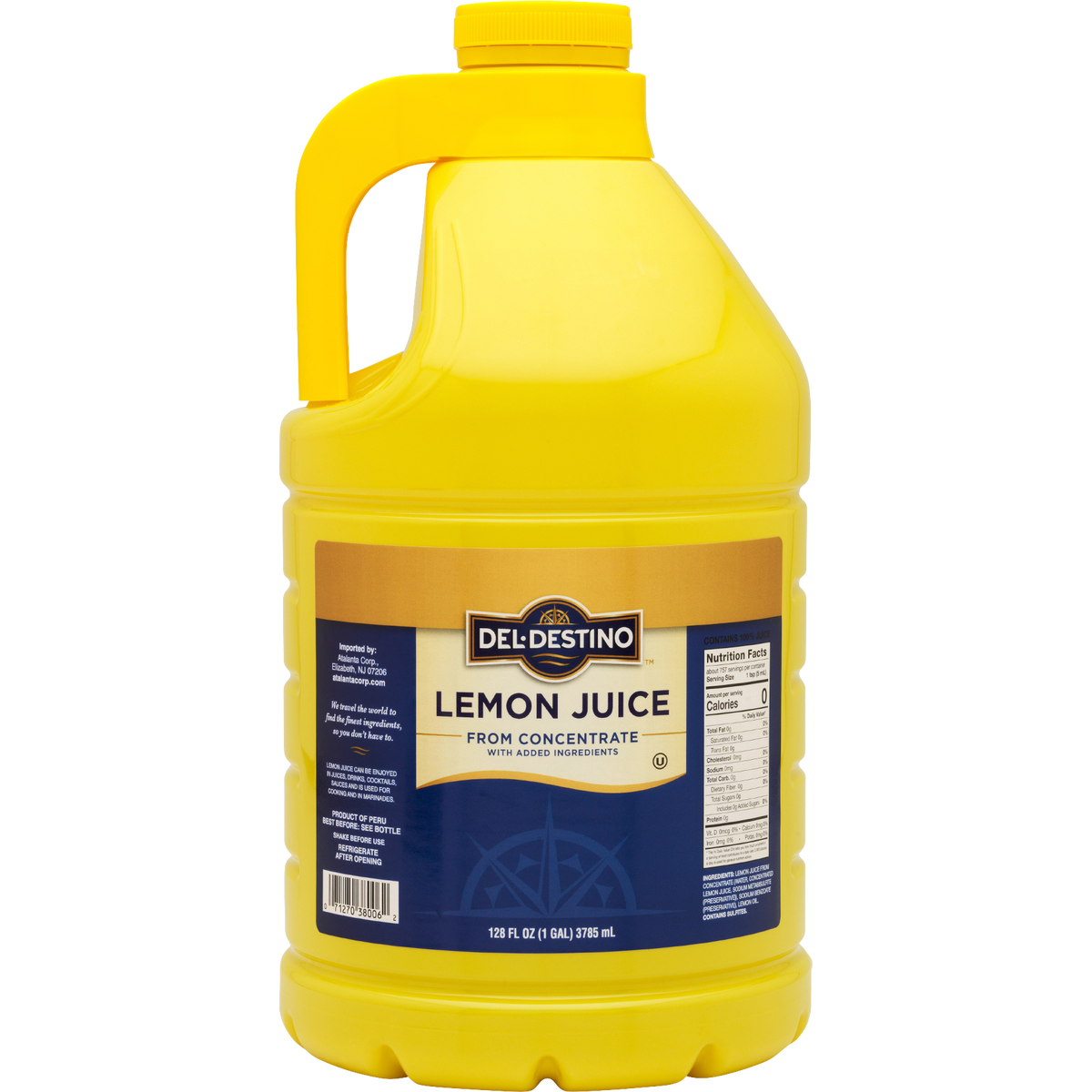 Del Destino 100% Lemon Juice, 128 fl oz