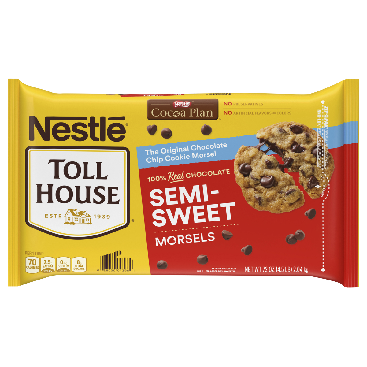 Nestle Toll House Semi-Sweet Chocolate Chip Morsels, 4 lb 8 oz