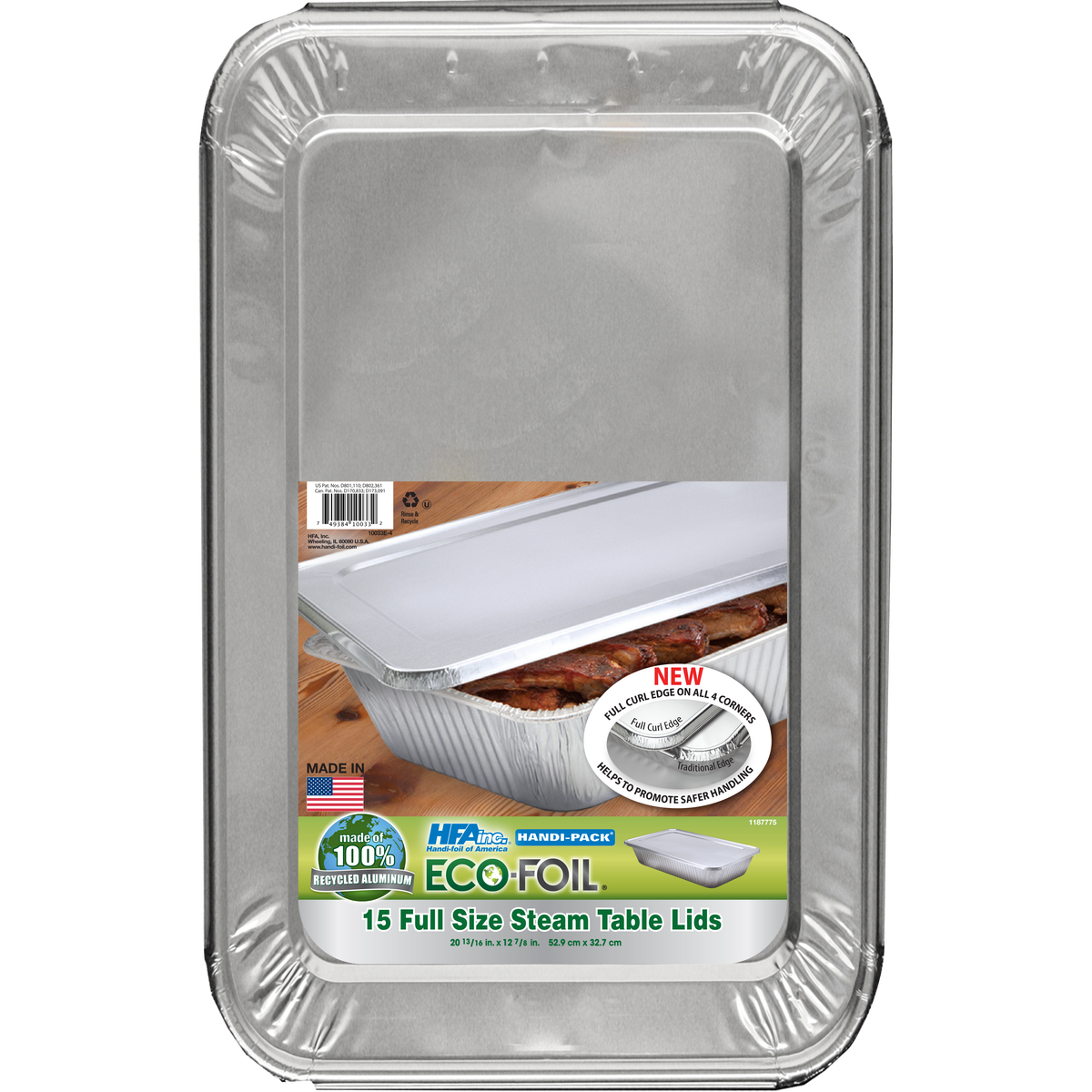 Eco-Foil Aluminum Steam Table Lid, Full Size, 15 ct