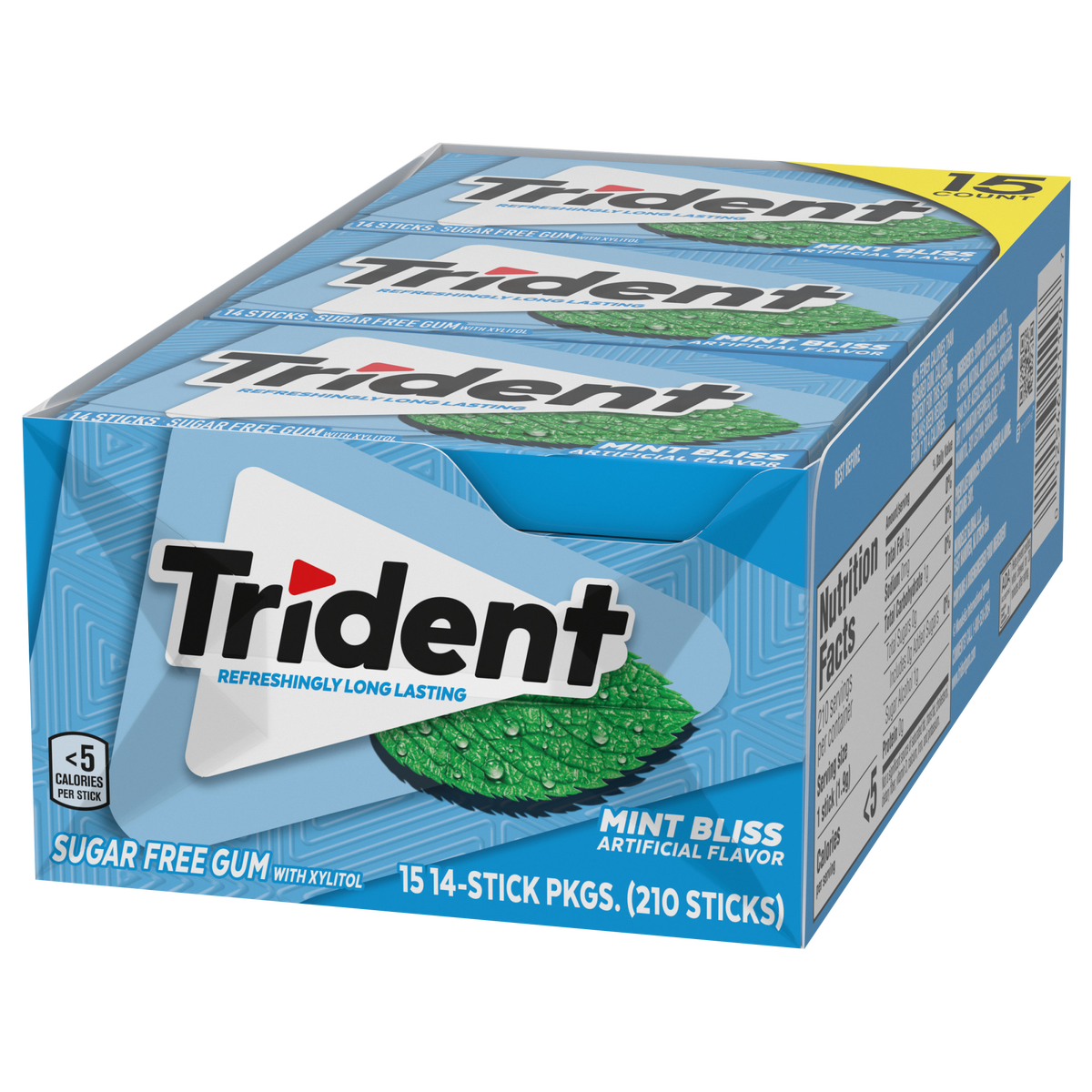 Trident Sugar Free Gum, Mint Bliss, 14 Pieces, 15 ct - Image 4