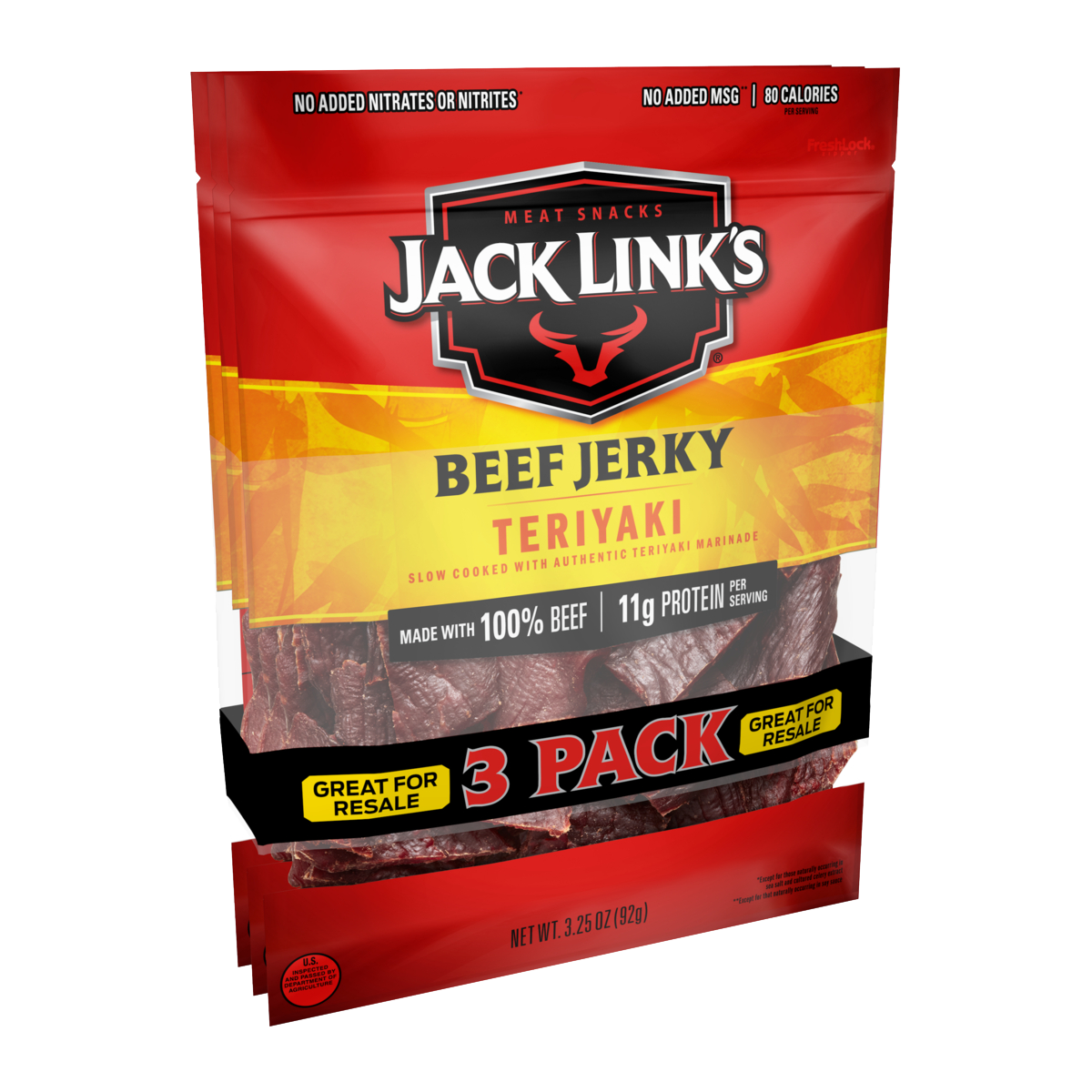 Jack Link's Beef Jerky, Teriyaki, 3.25 oz, 3 ct - Image 3