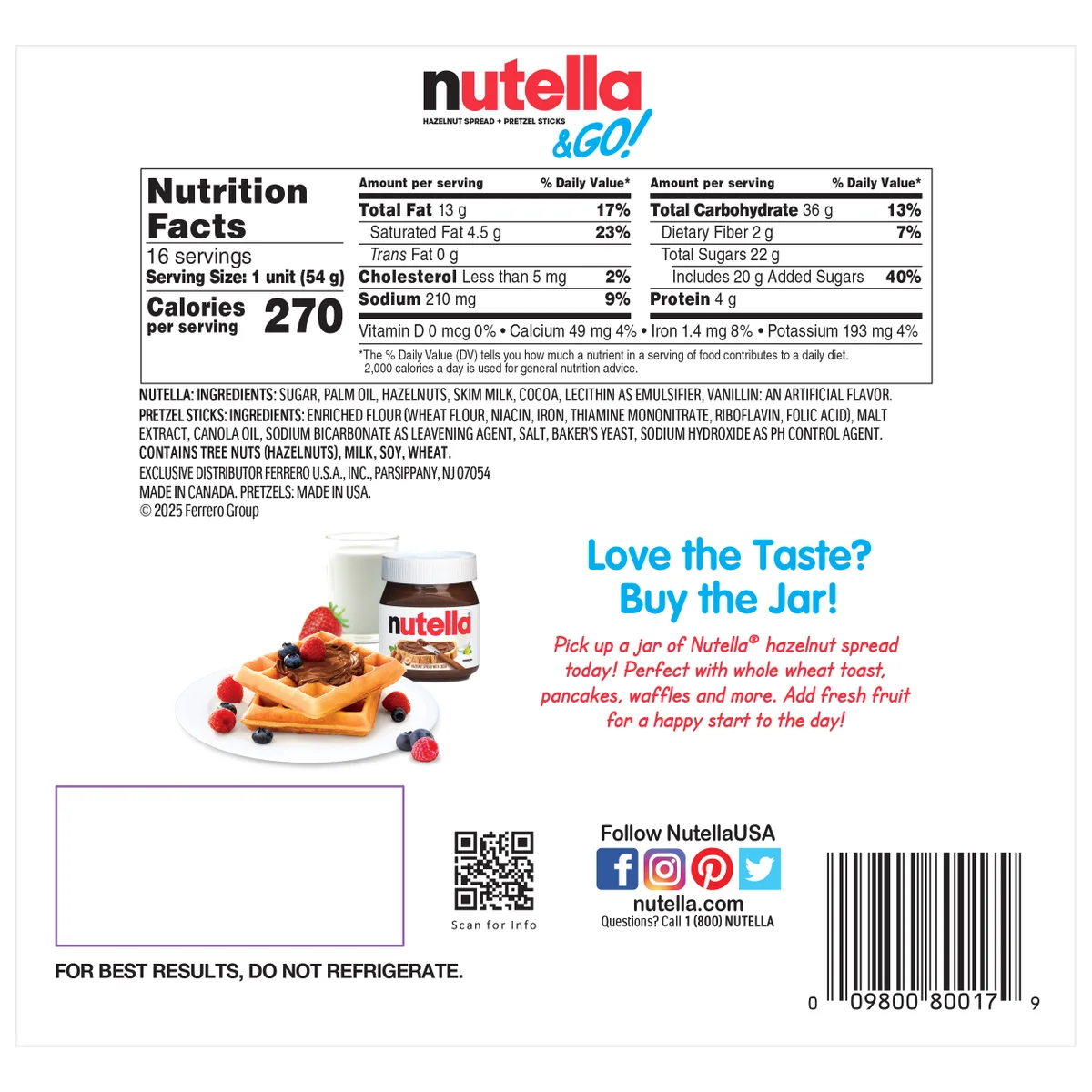Nutella & Go Hazelnut Spread with Breadsticks, 1.8 oz, 16 ct - Image 2