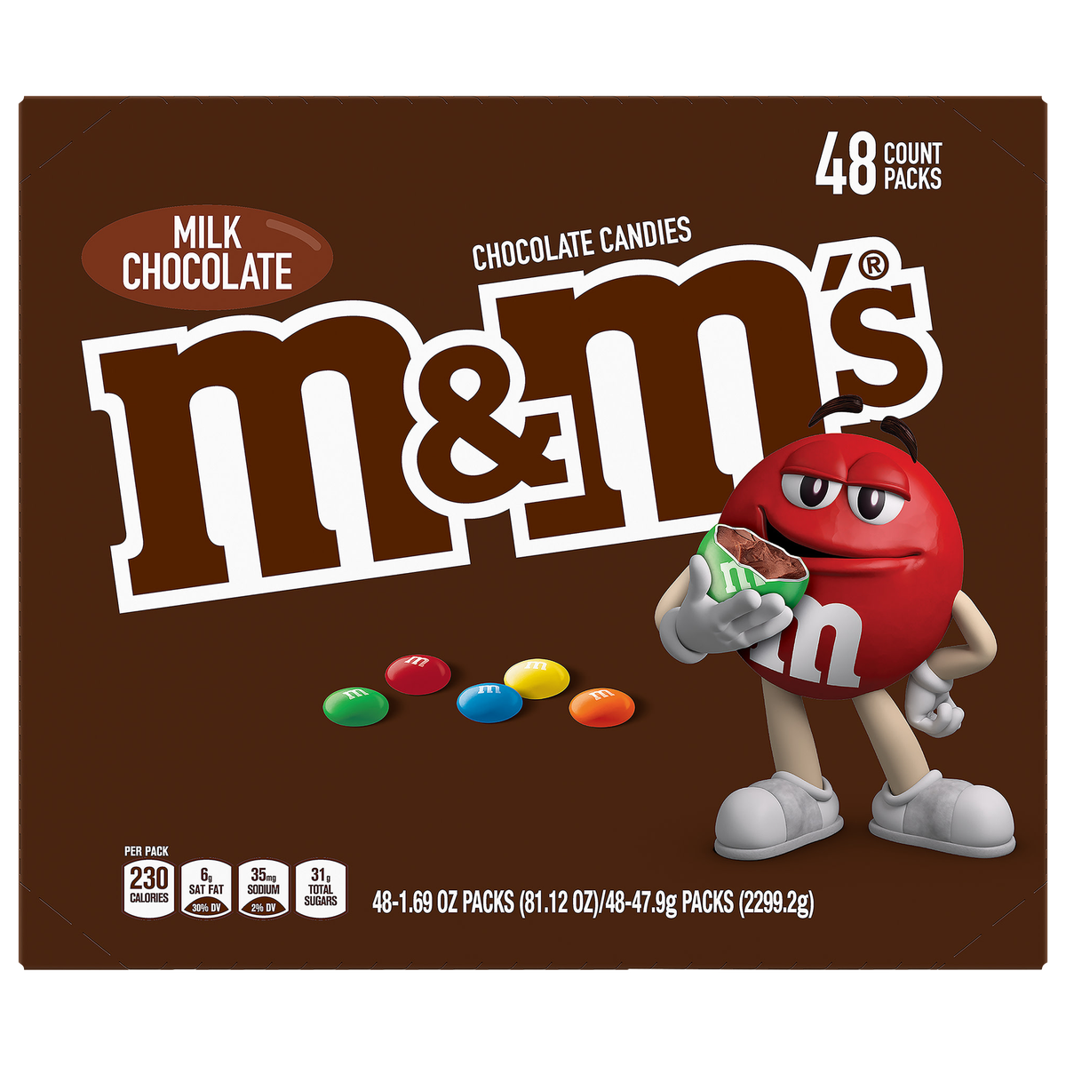 M&M'S Full Size Chocolate Candy, Milk Chocolate, 1.69 oz, 48 ct - Image 3