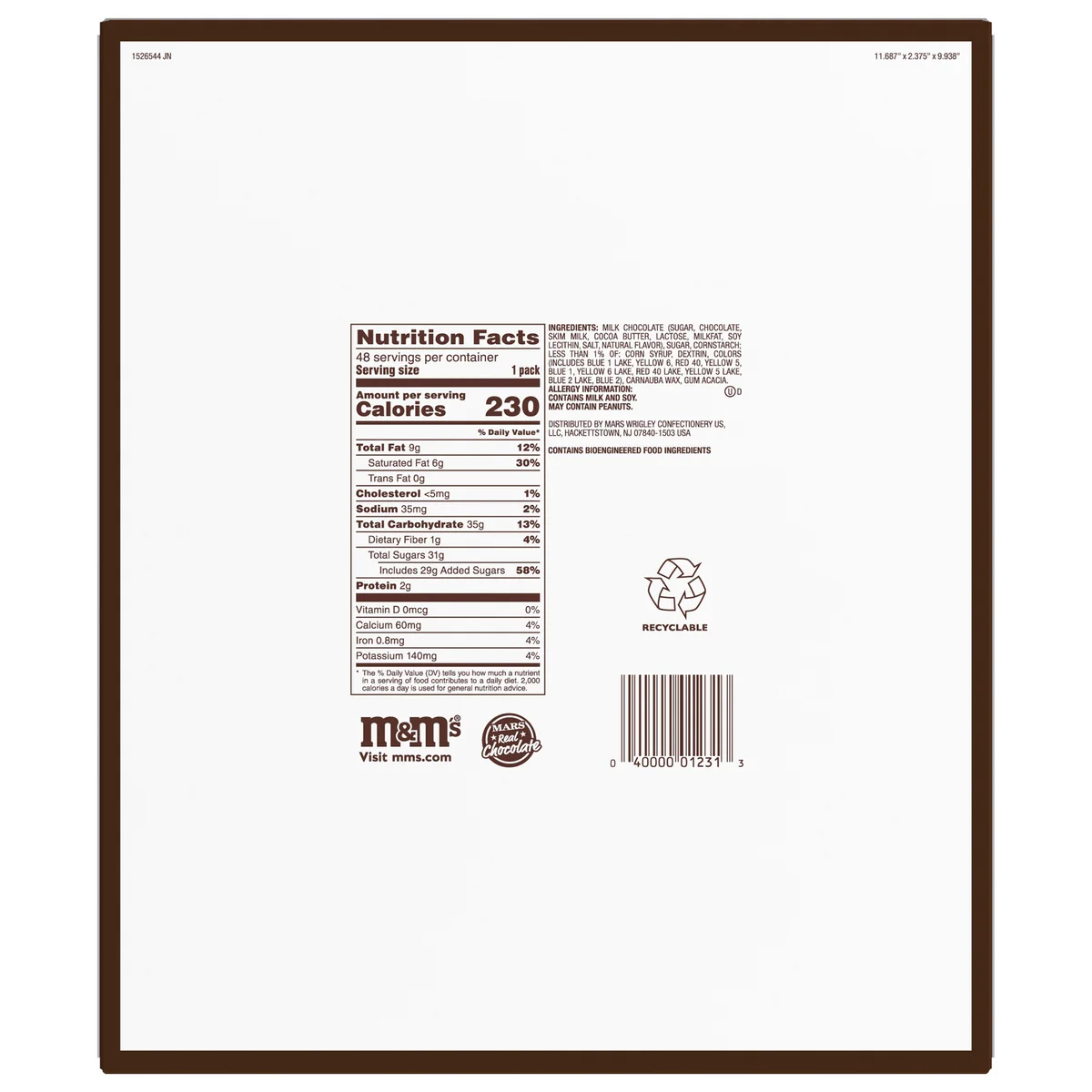 M&M'S Full Size Chocolate Candy, Milk Chocolate, 1.69 oz, 48 ct - Image 6