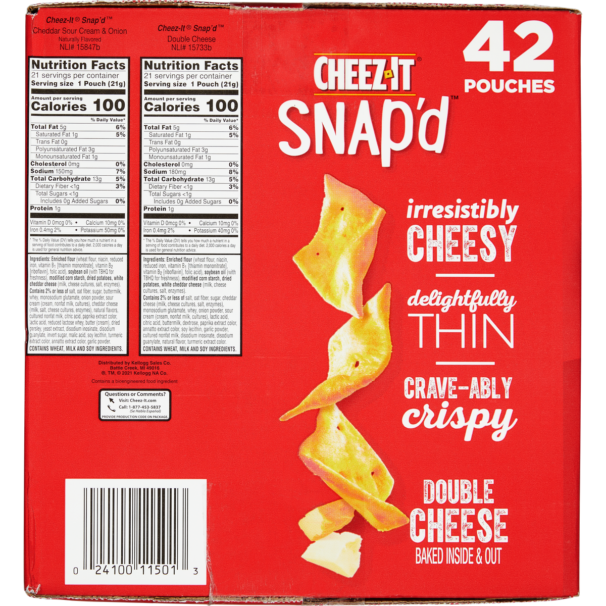 Cheez-It Snap'd Cheesy Baked Snacks, Variety Pack, 0.75 oz, 42 ct - Image 2