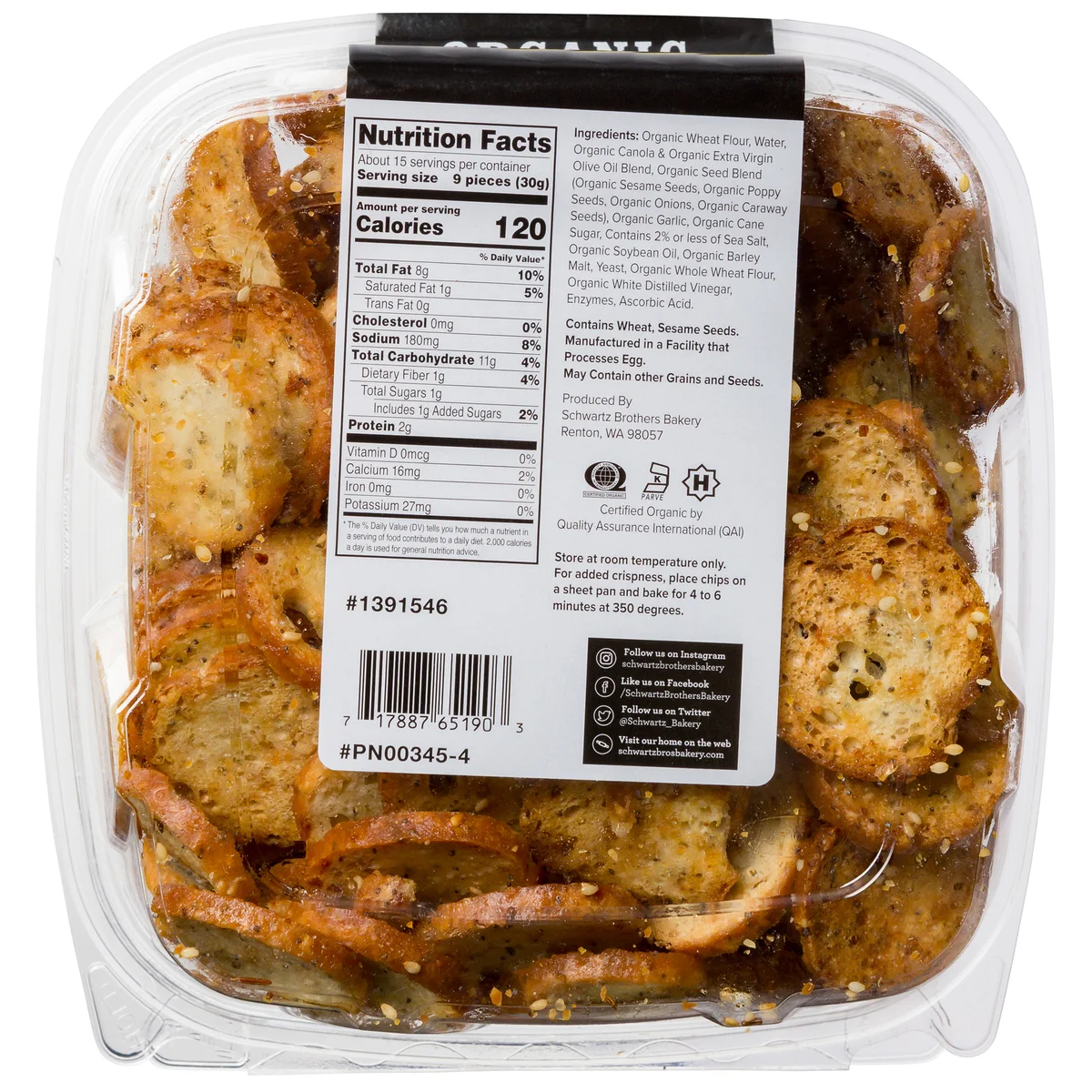 Schwartz Brothers Bakery Organic Everything Bagel Chips, 15 oz - Image 2