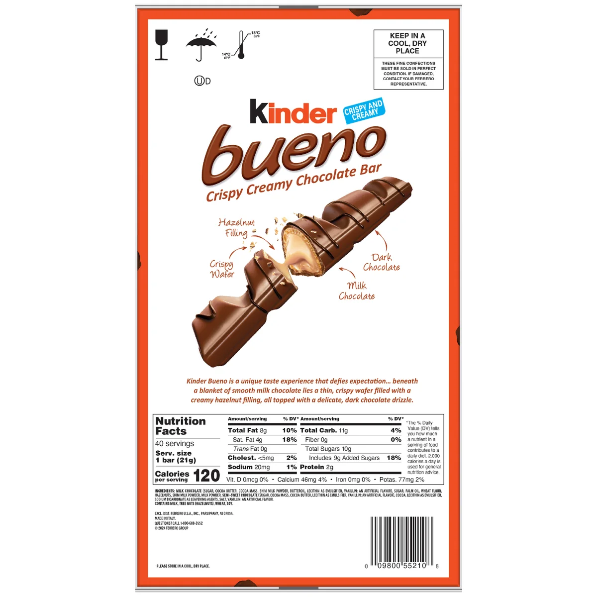 Kinder Bueno Chocolate Bars, 1.5 oz, 20 ct - Image 3