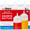 Winco Squeeze Bottles, Wide Mouth, Clear, 6 ct