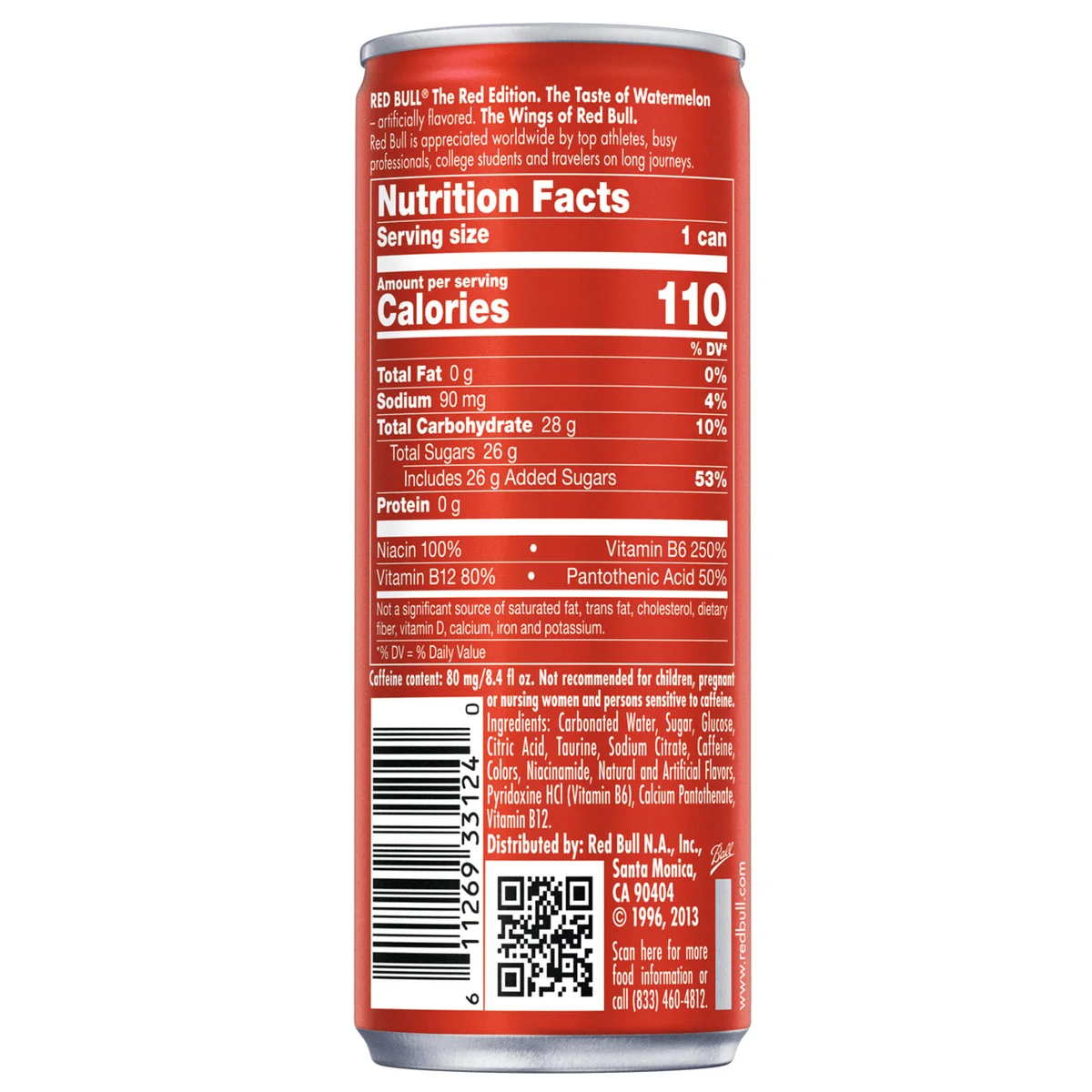 Red Bull Red Edition Energy Drink, Watermelon, 8.4 fl oz, 24 ct - Image 2