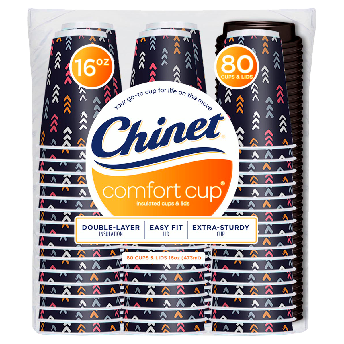 Chinet Comfort Cups, Hot Cups with Lids, 16 oz, 80 ct
