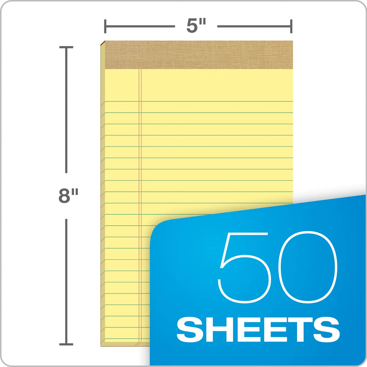 TOPS Junior Legal Notepad, Legal Ruled, Canary Yellow, 5 in x 8 in, 50 Sheets, 24 Pads - Image 3