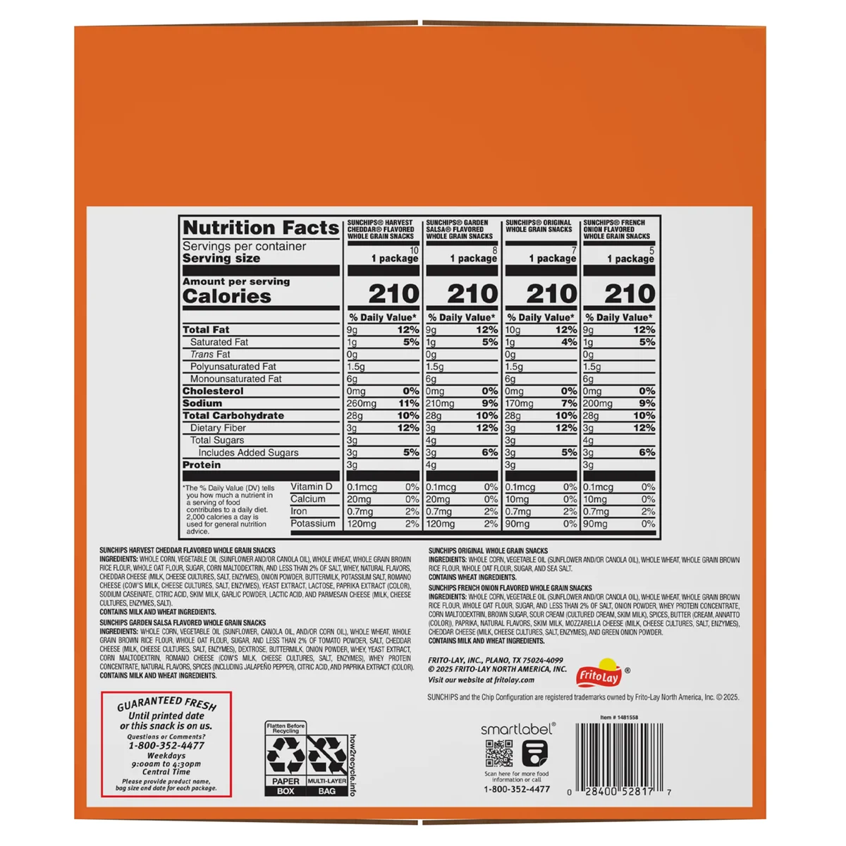 SunChips Whole Grain Snacks, Variety Pack, 1.5 oz, 30 ct - Image 2
