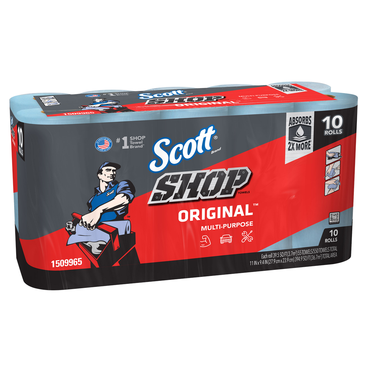Scott Shop Towels, Original Multi-Purpose, Blue, 10 ct
