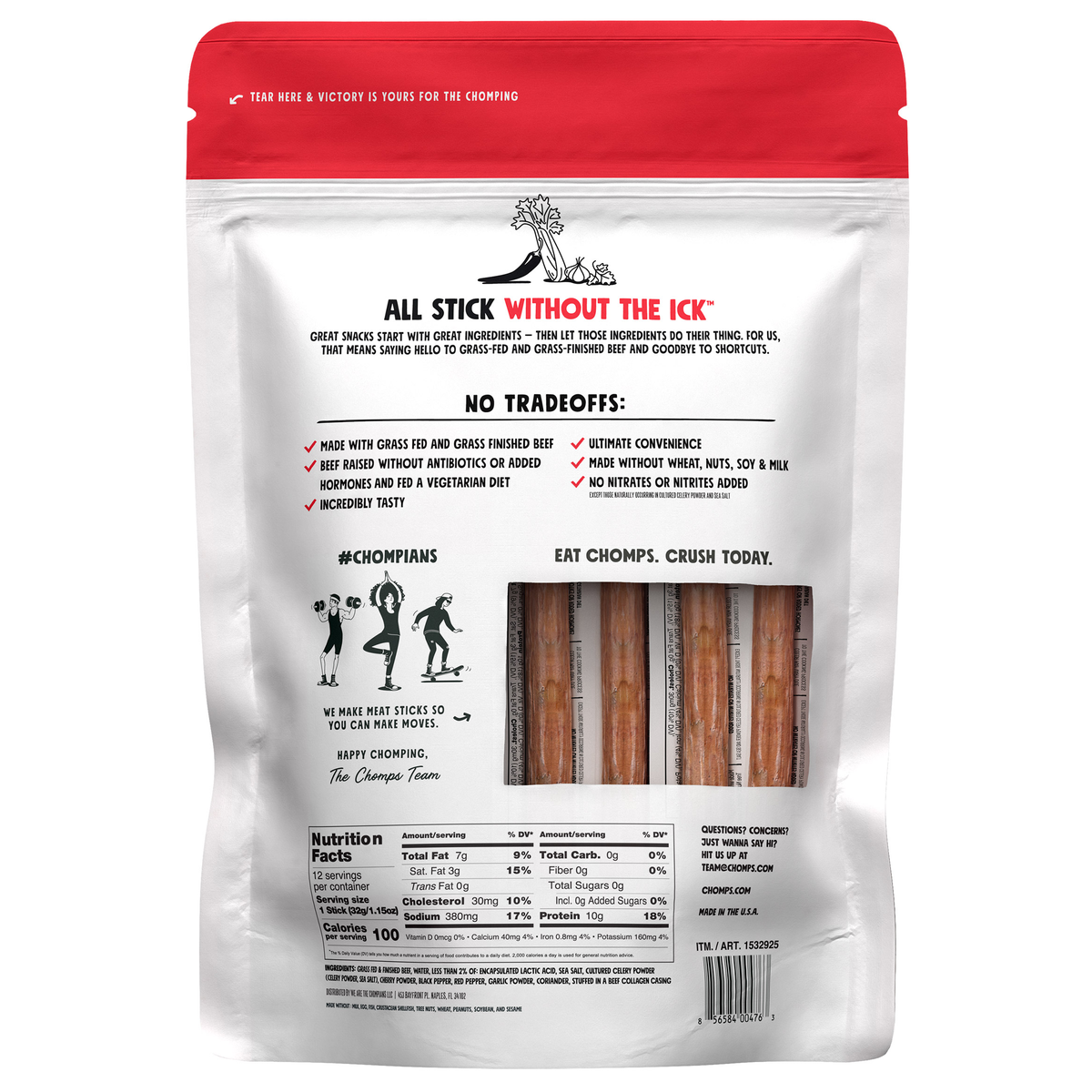 Chomps Original Beef Sticks, Mild, 1.15 oz, 12 ct - Image 4