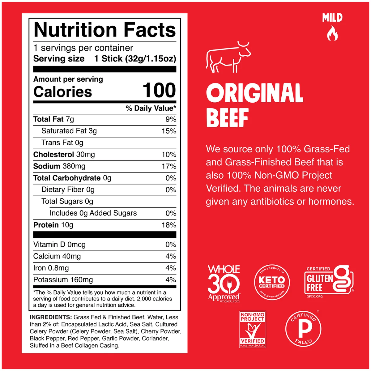 Chomps Original Beef Sticks, Mild, 1.15 oz, 12 ct - Image 5