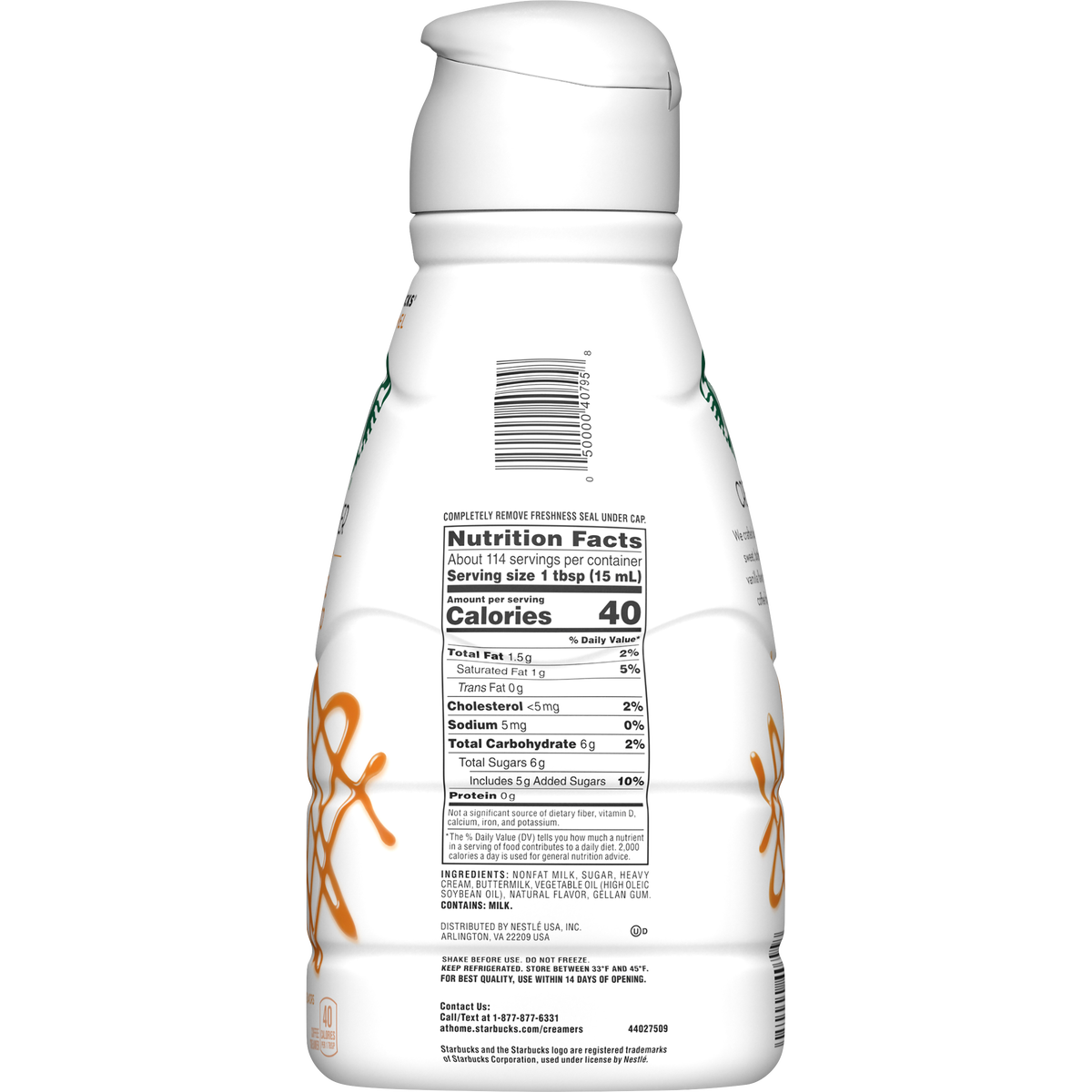 100% zoom minimum zoom level Starbucks Liquid Coffee Creamer, Caramel, 58 fl oz - Image 2