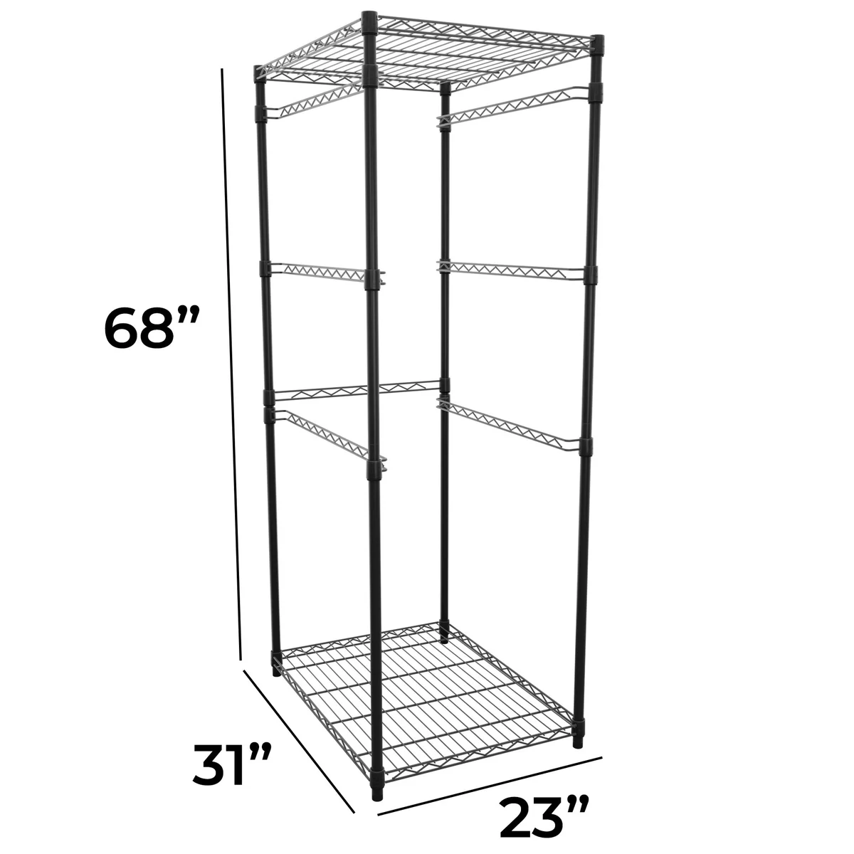 SafeRacks 5-Tier Wire Shelving Bin Storage Rack, 31" x 68" x 23", Black - Image 3