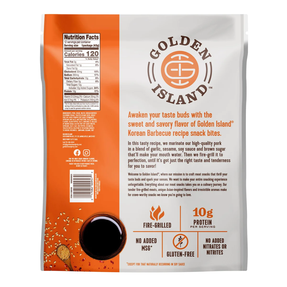 Golden Island Pork Snack Bites, Korean Barbecue, 1.5 oz, 12 ct - Image 2