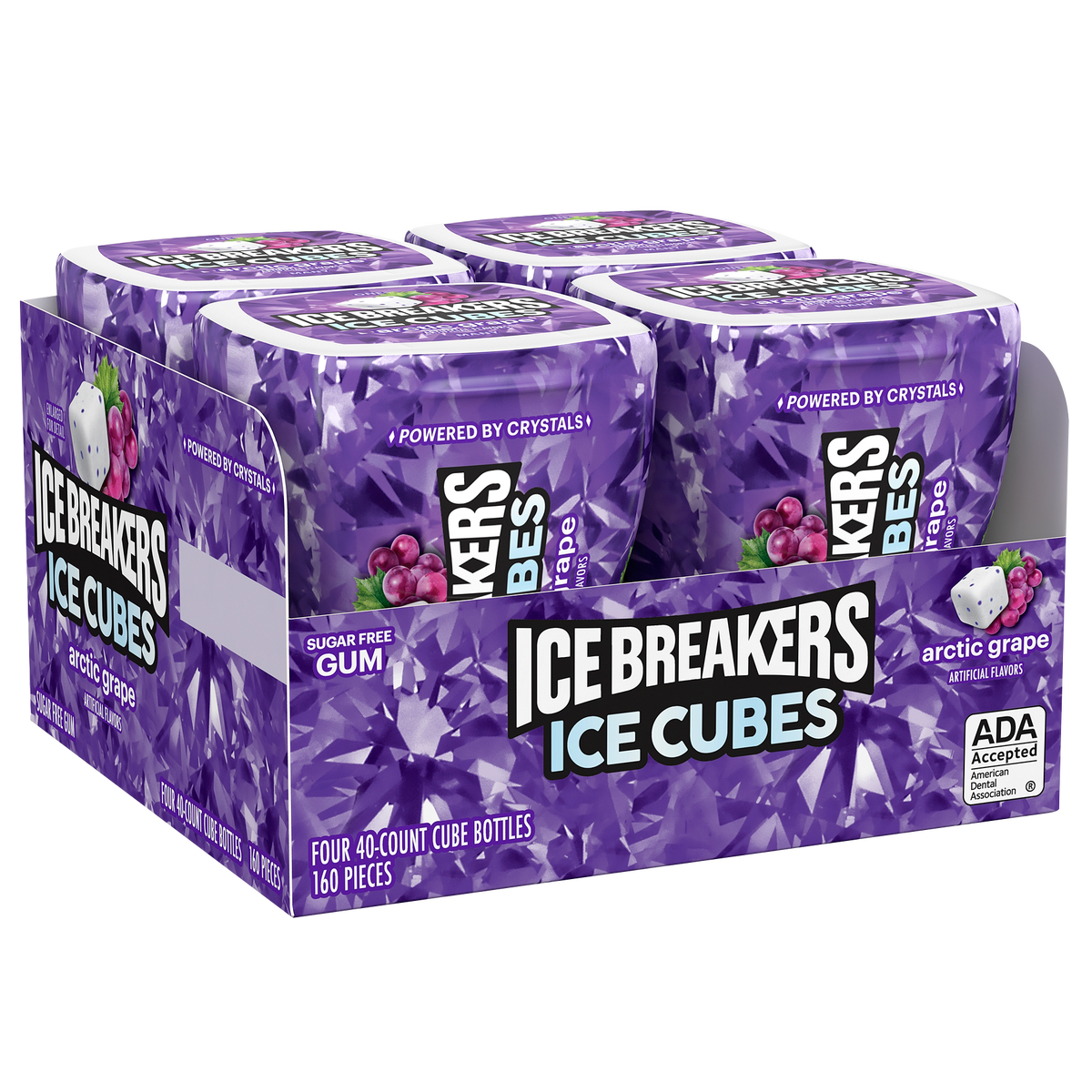 Ice Breakers Ice Cubes Sugar Free Gum, Arctic Grape, 40 pieces, 4 ct