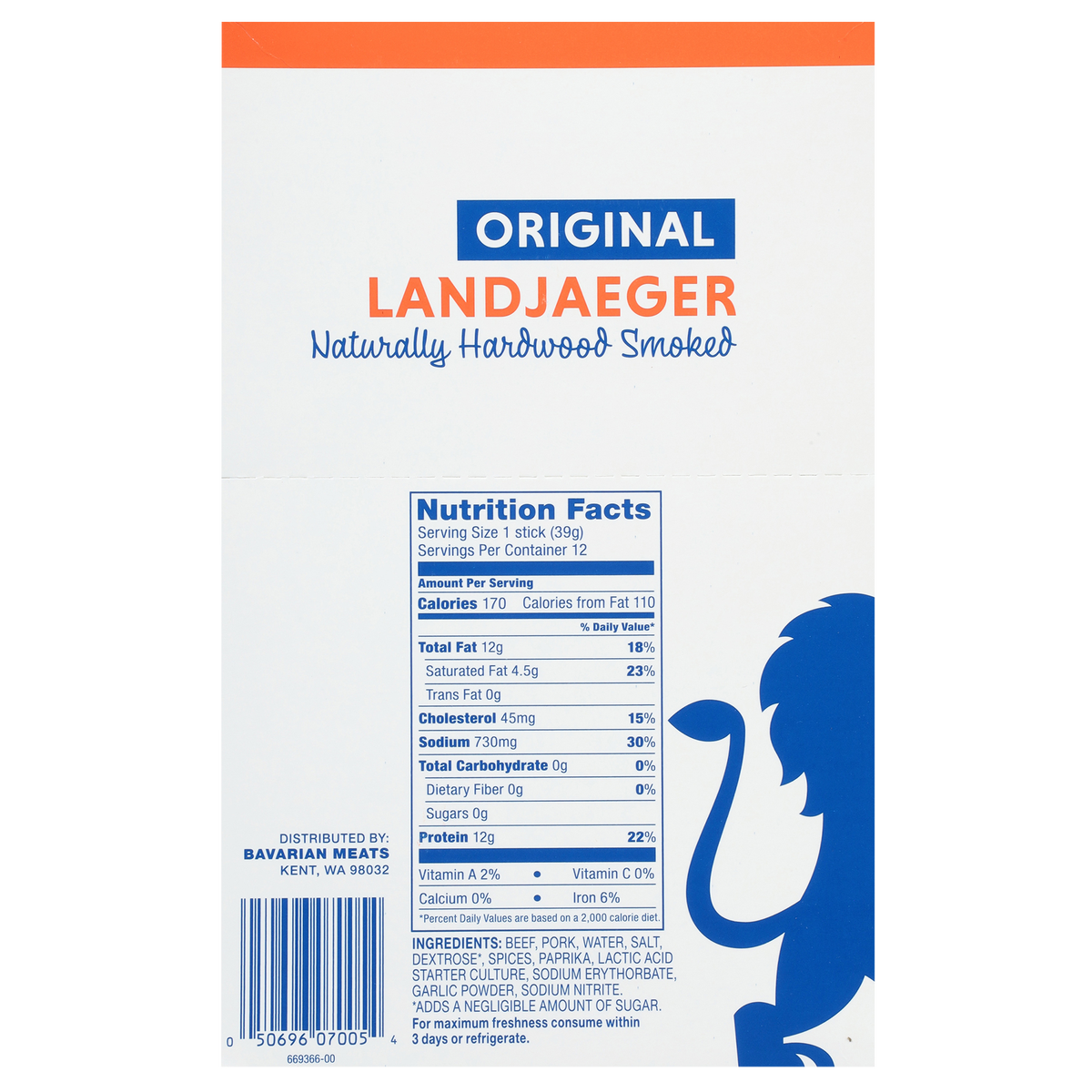 Bavarian Meats Landjaeger, Original, 2.75 oz, 6 ct - Image 3