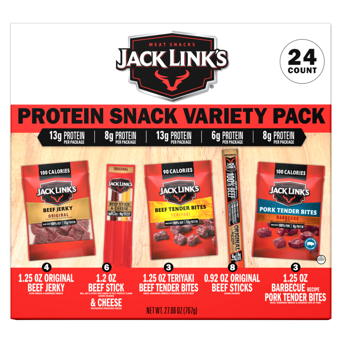 Jack Link's Protein Snack Box, Variety Pack, 24 ct - Image 3