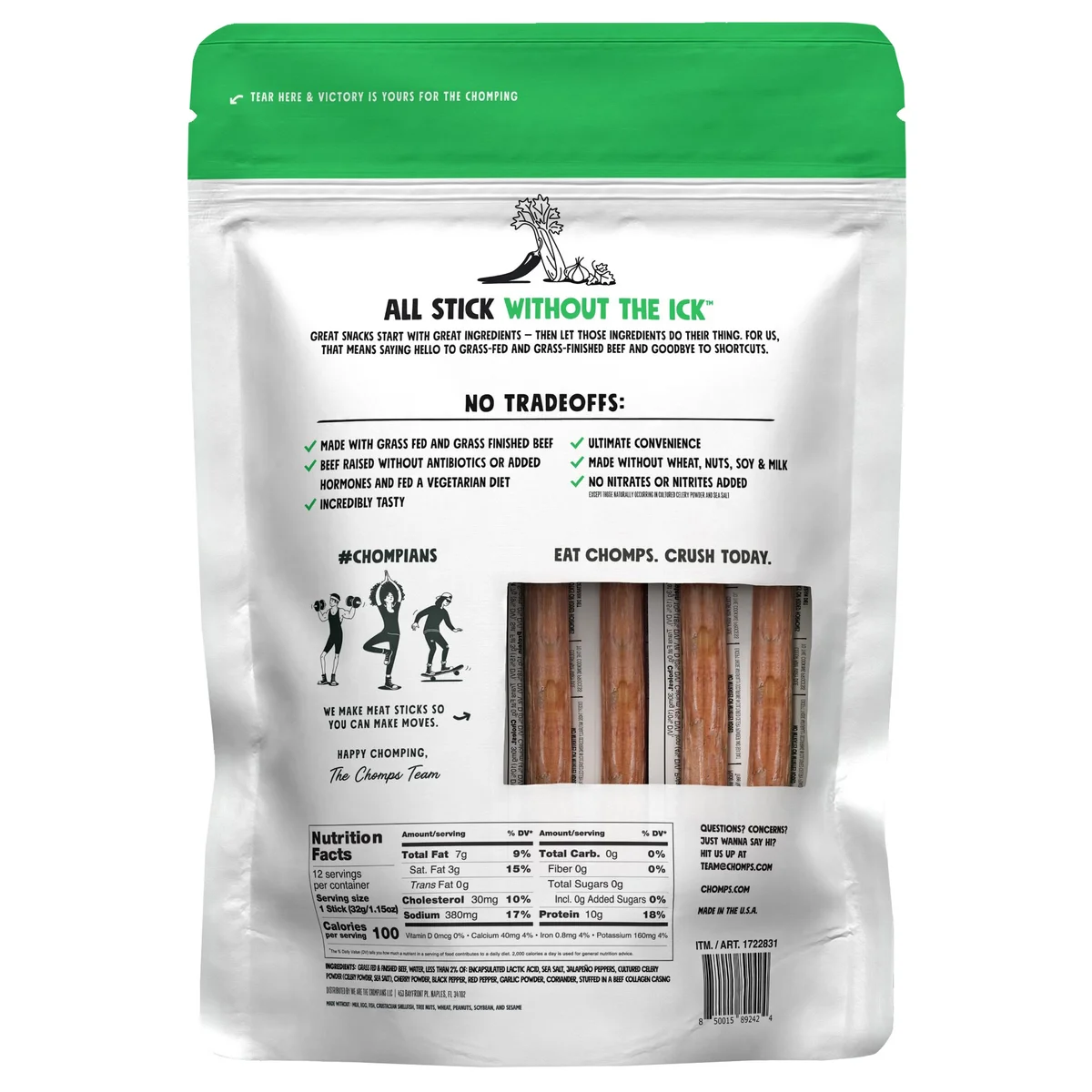 Chomps Beef Sticks, Jalapeno, 1.15 oz, 12 ct - Image 2