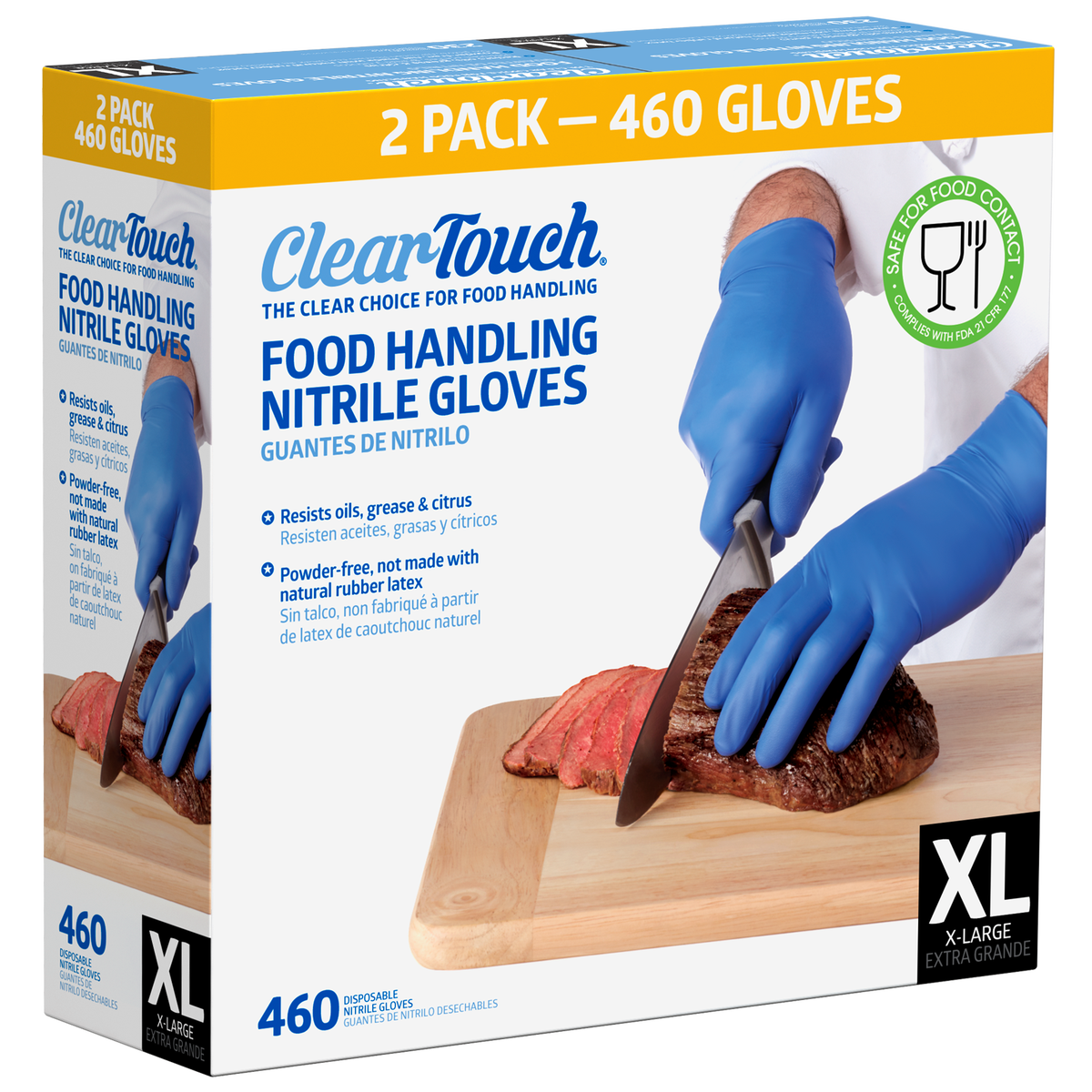 Clear-Touch Food Handling Nitrile Gloves, Extra-Large, Blue, 460 ct