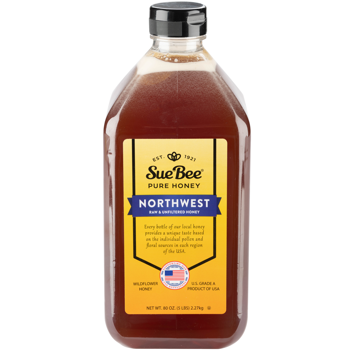 Sue Bee Pure Honey, Raw Unfiltered Northwest Honey, 80 oz