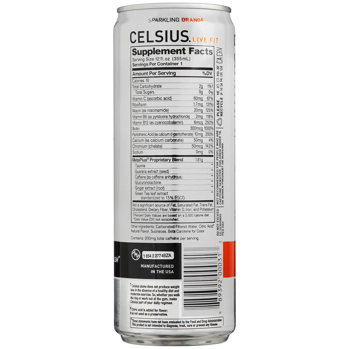 CELSIUS Energy Drink, Sparkling Orange, 12 fl oz, 24 ct - Image 3