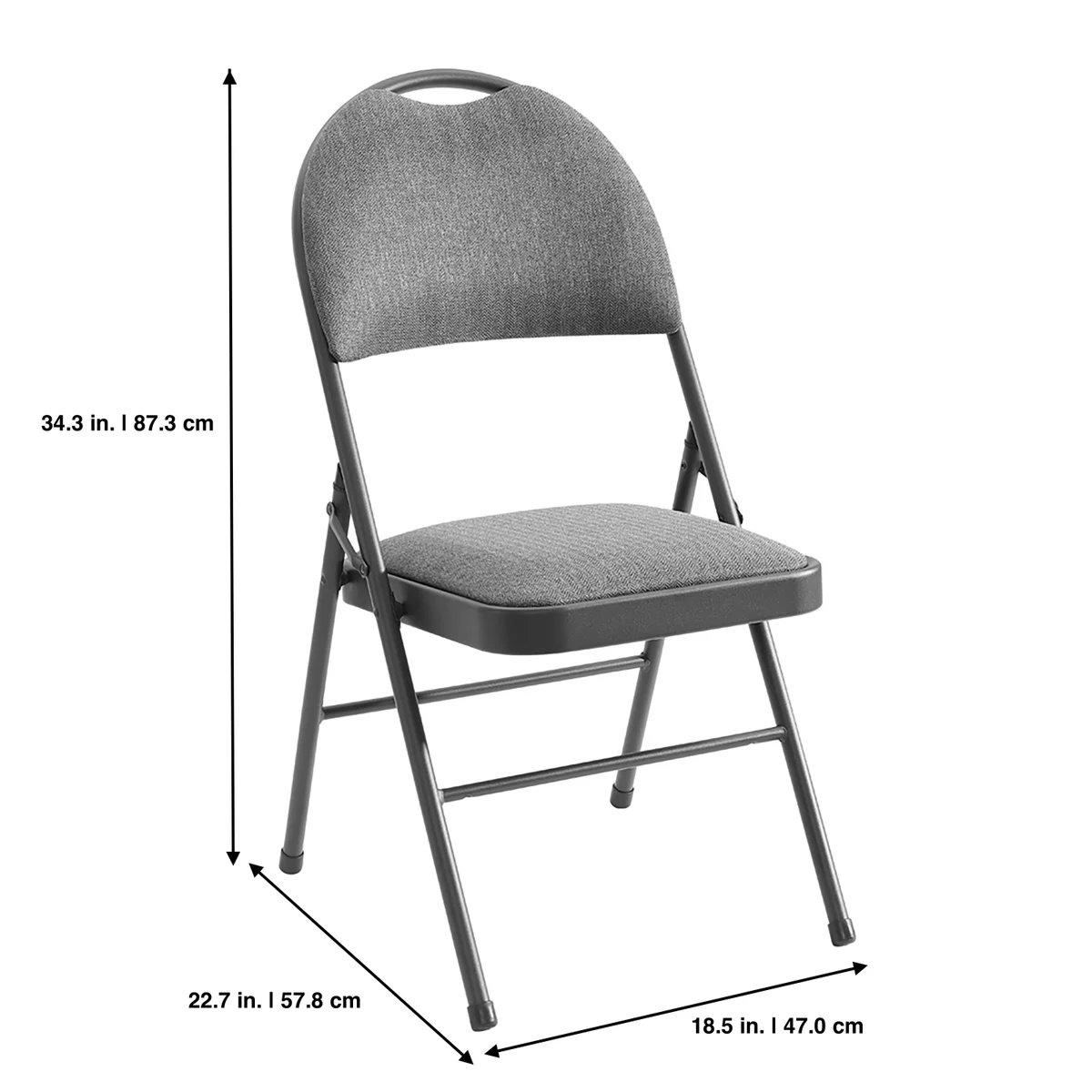 Maxchief Metal High Back Padded Folding Chair, Gray - Image 2