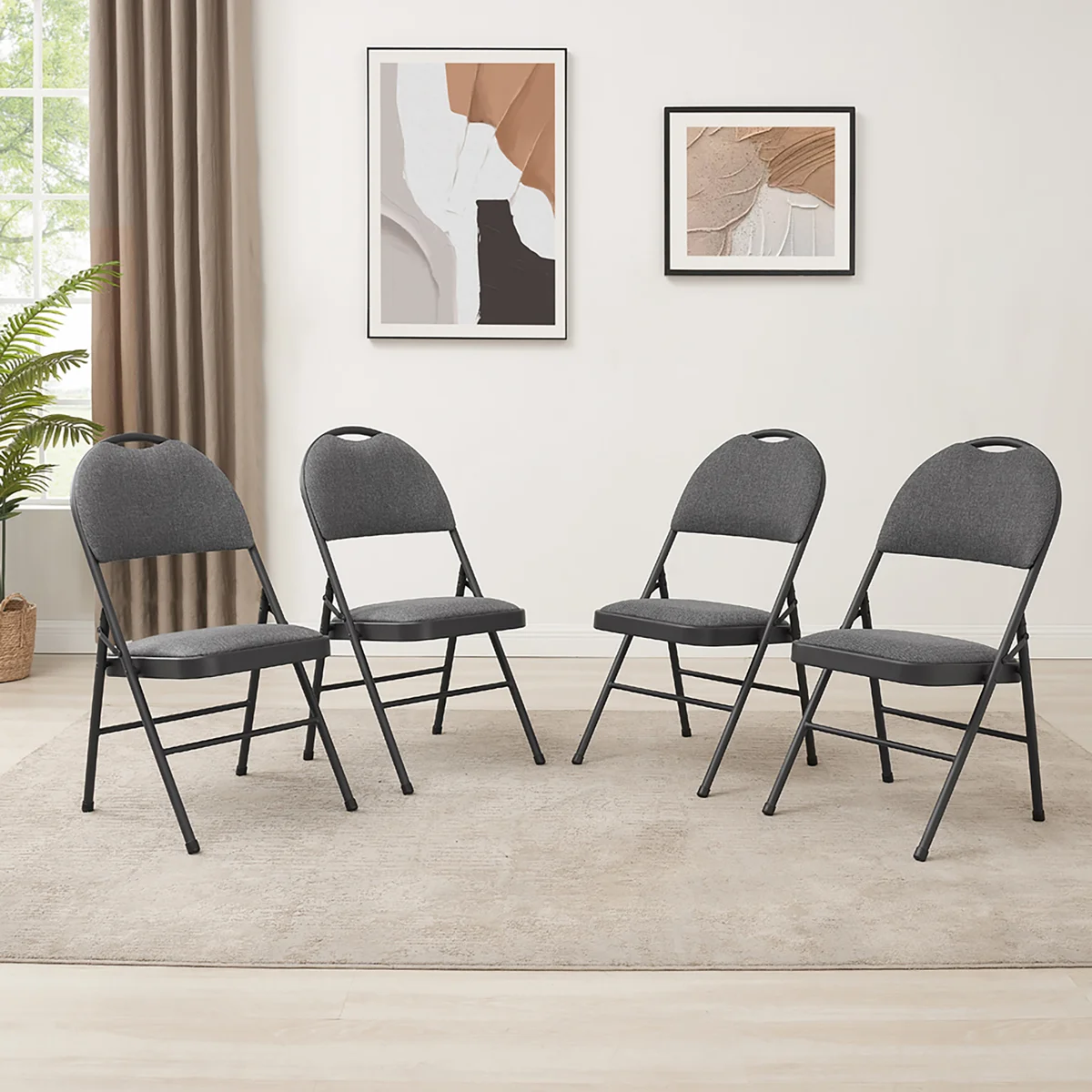 Maxchief Metal High Back Padded Folding Chair, Gray - Image 3