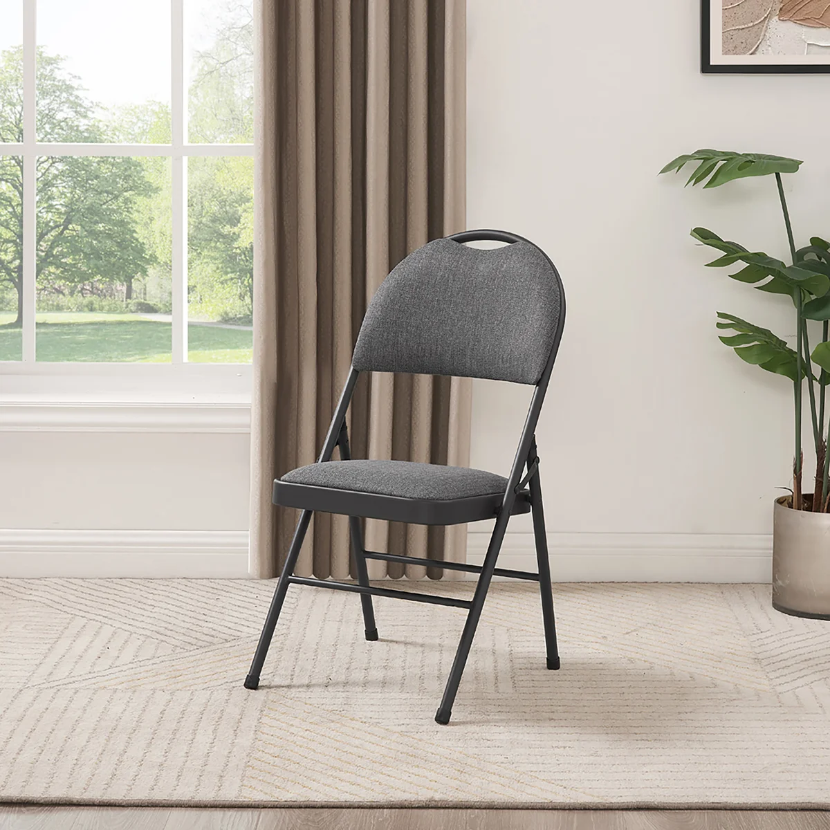 Maxchief Metal High Back Padded Folding Chair, Gray - Image 5