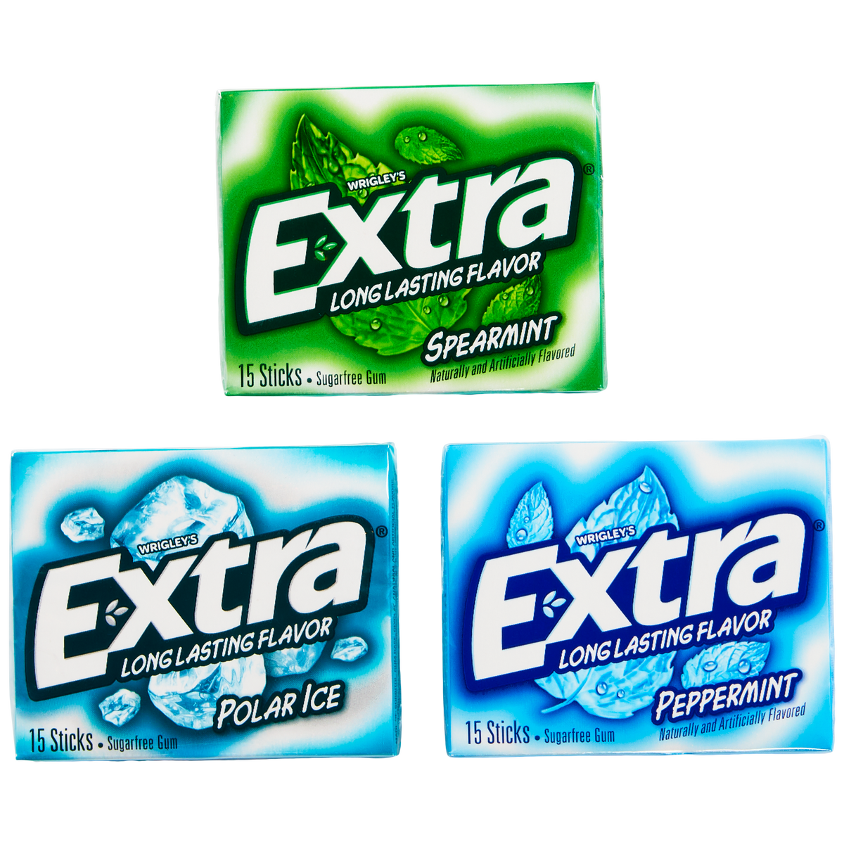 Extra Sugar Free Chewing Gum, Mint Variety Pack, 15 Sticks, 18 ct - Image 3
