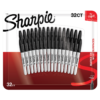 Sharpie Permanent Marker, Fine Point, Black, 32 count