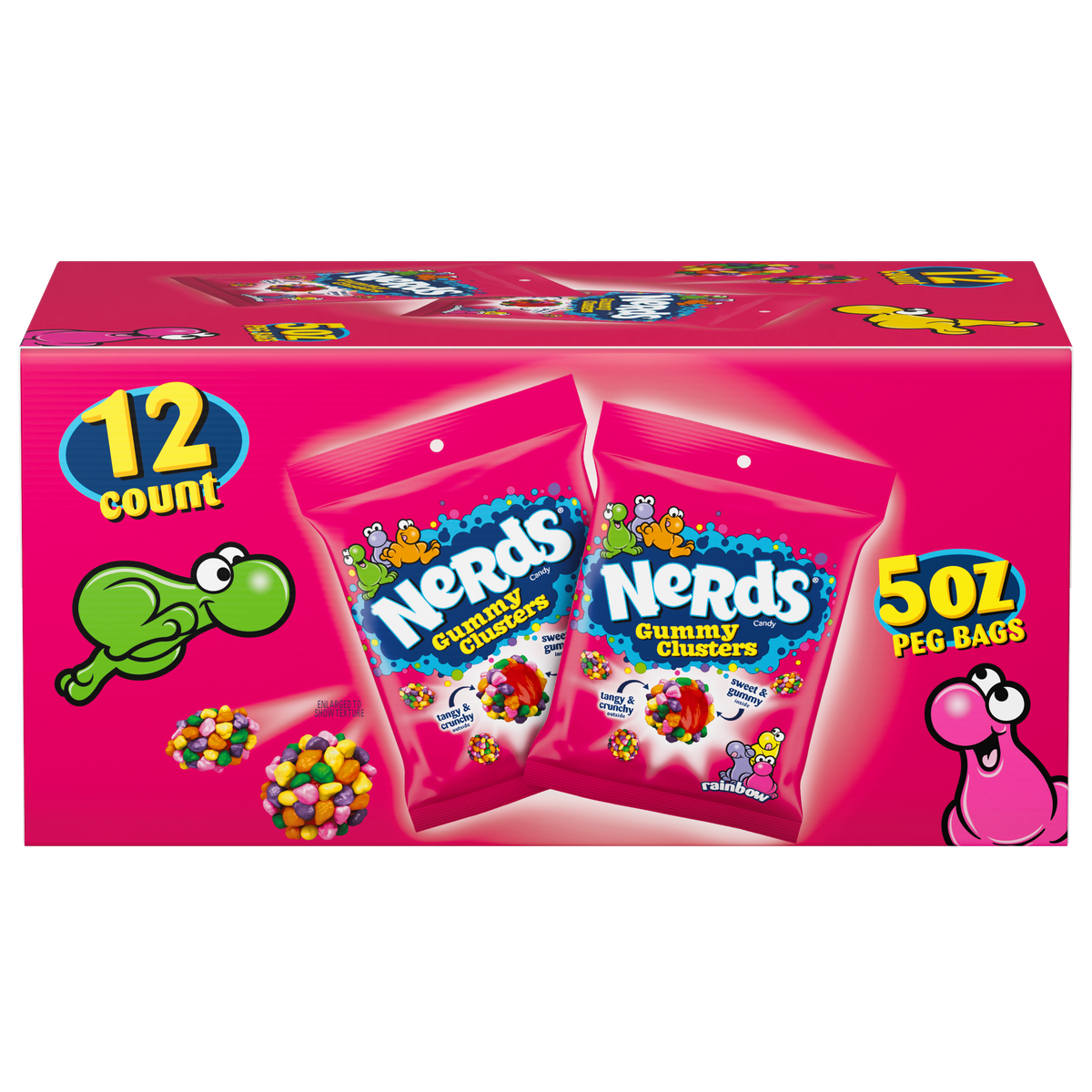 Nerds Gummy Clusters, Rainbow, 5 oz Peg Bag, 12 ct