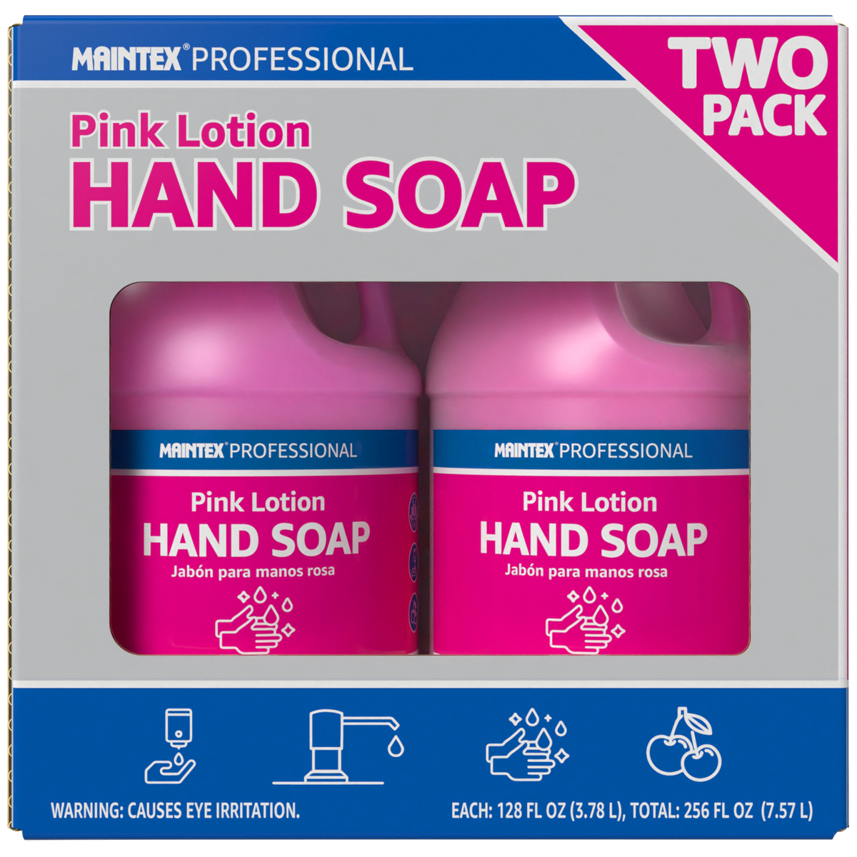 Maintex Professional Pink Lotion Hand Soap, Cherry Scent, 128 fl oz, 2 ct