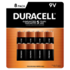 Duracell Coppertop Alkaline 9V Batteries, 8 ct