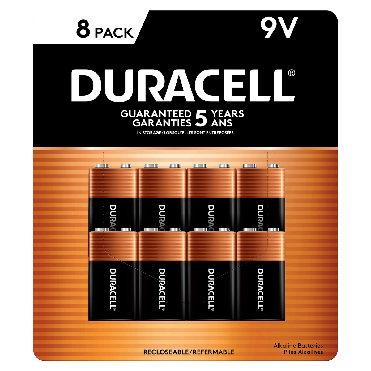 Duracell Coppertop Alkaline 9V Batteries, 8 ct