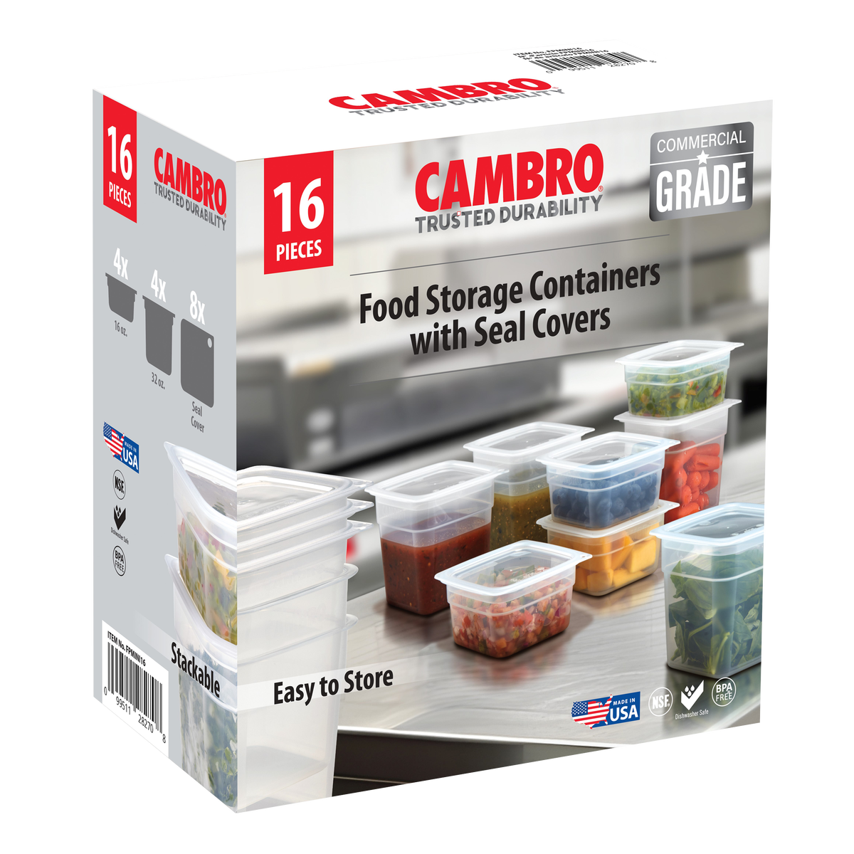 Cambro Freshpro Mini Food Storage Container Set with Lid, Translucent, 8 ct
