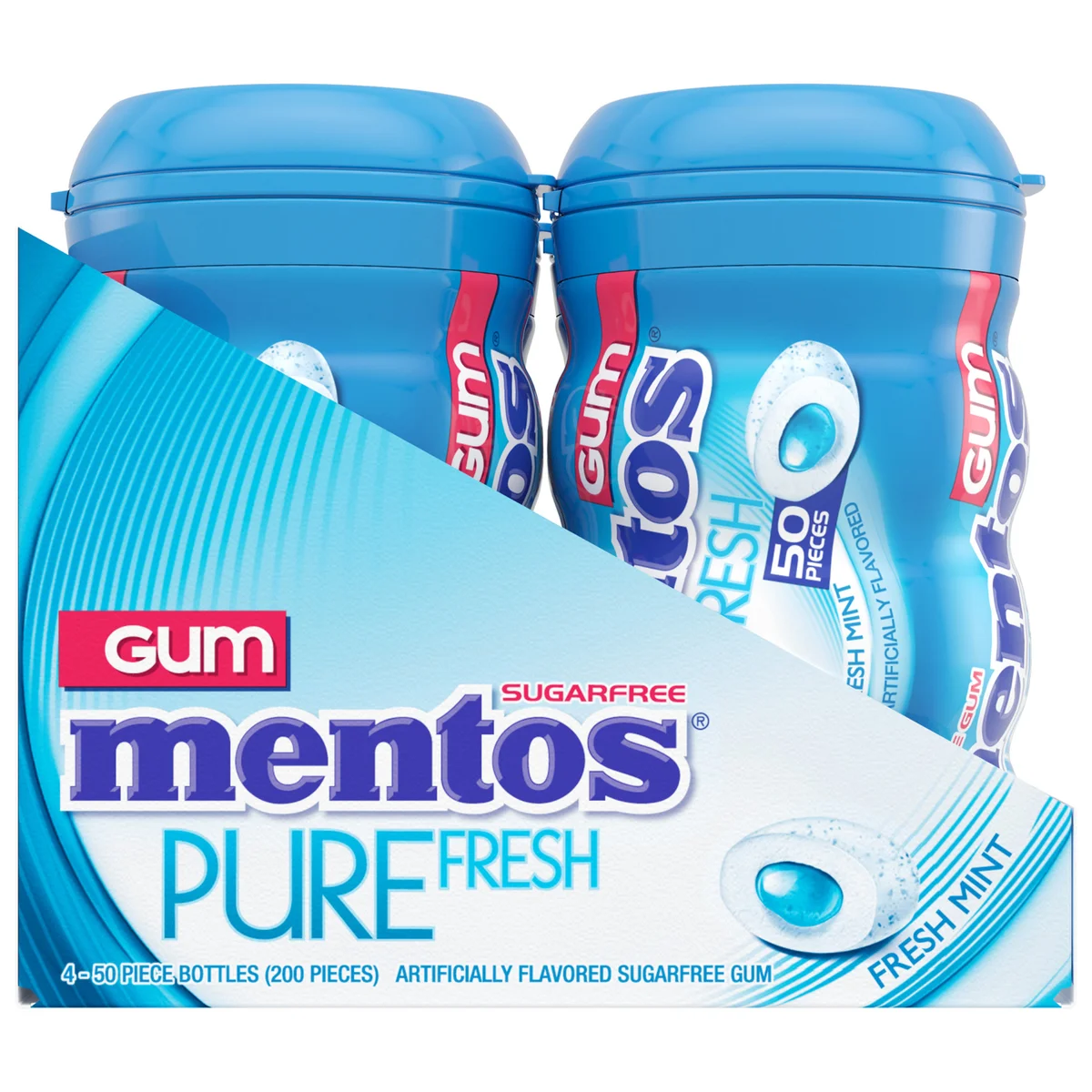 Mentos Pure Fresh Sugar Free Gum, Fresh Mint, 50 Pieces, 4 ct - Image 2