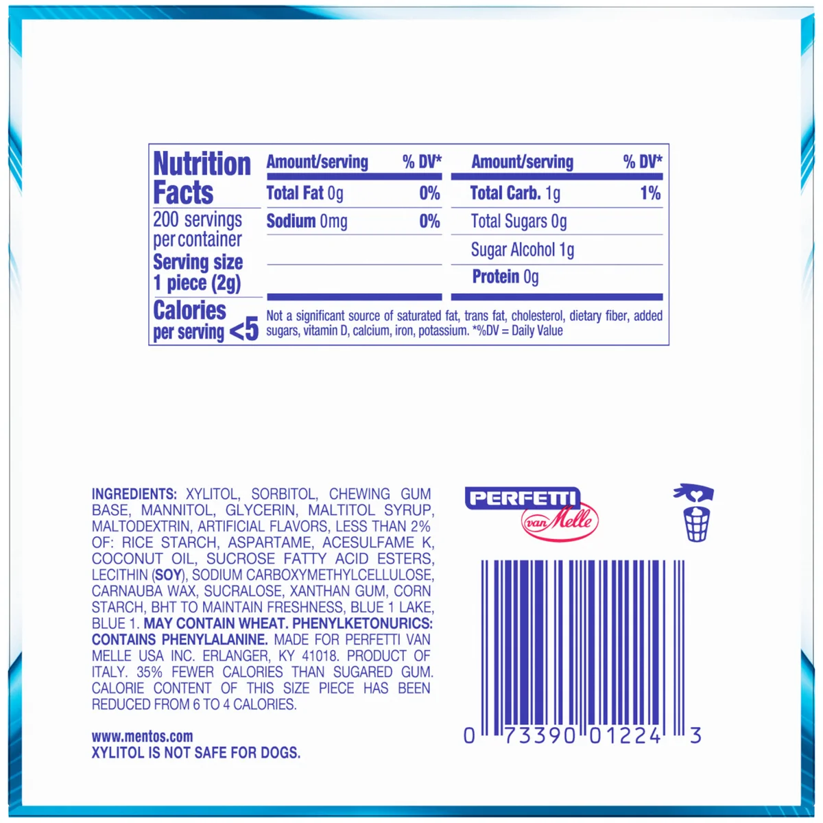 Mentos Pure Fresh Sugar Free Gum, Fresh Mint, 50 Pieces, 4 ct - Image 3