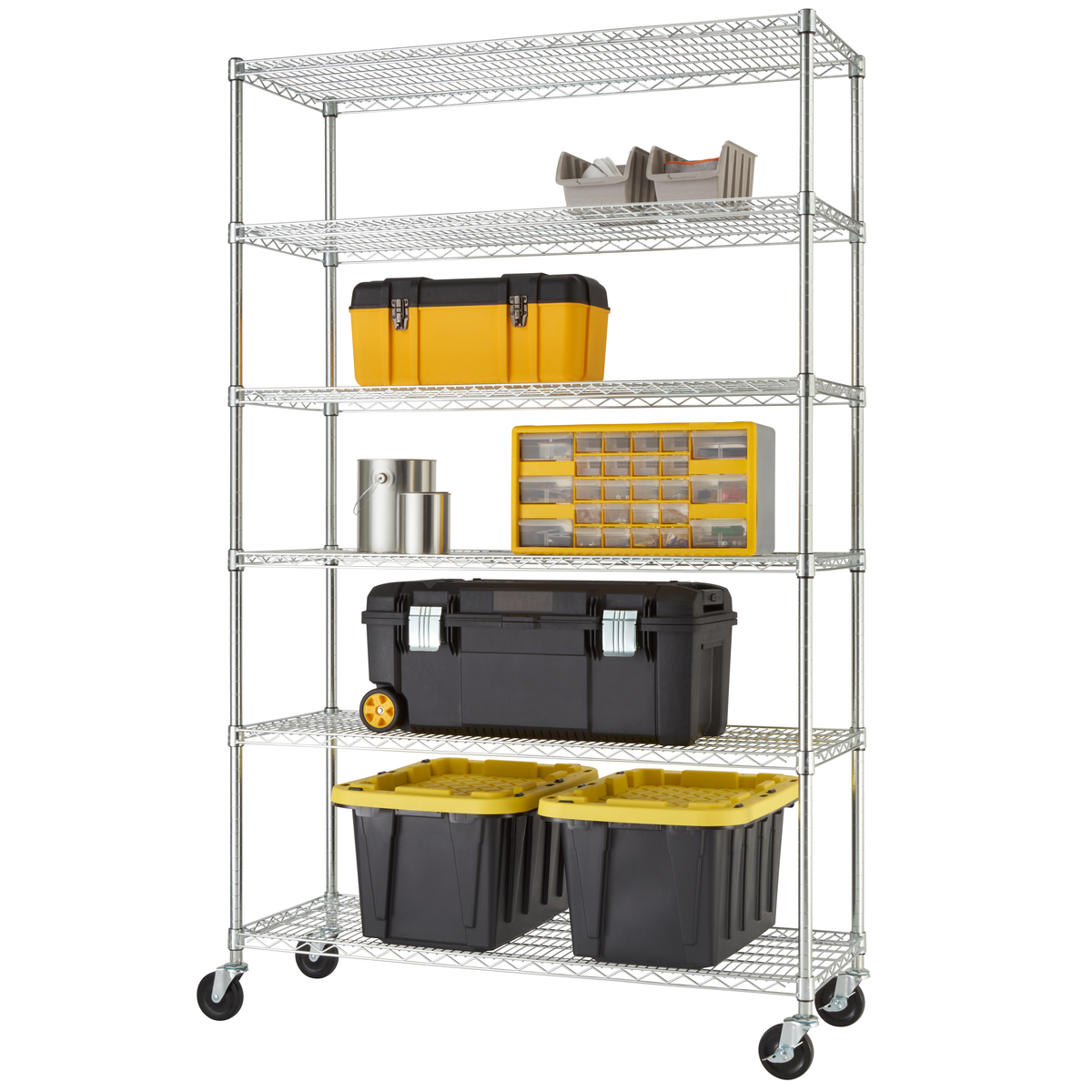 TRINITY NSF 6-Tier Wire Shelving Rack, 48" x 18" x 72" - Image 2