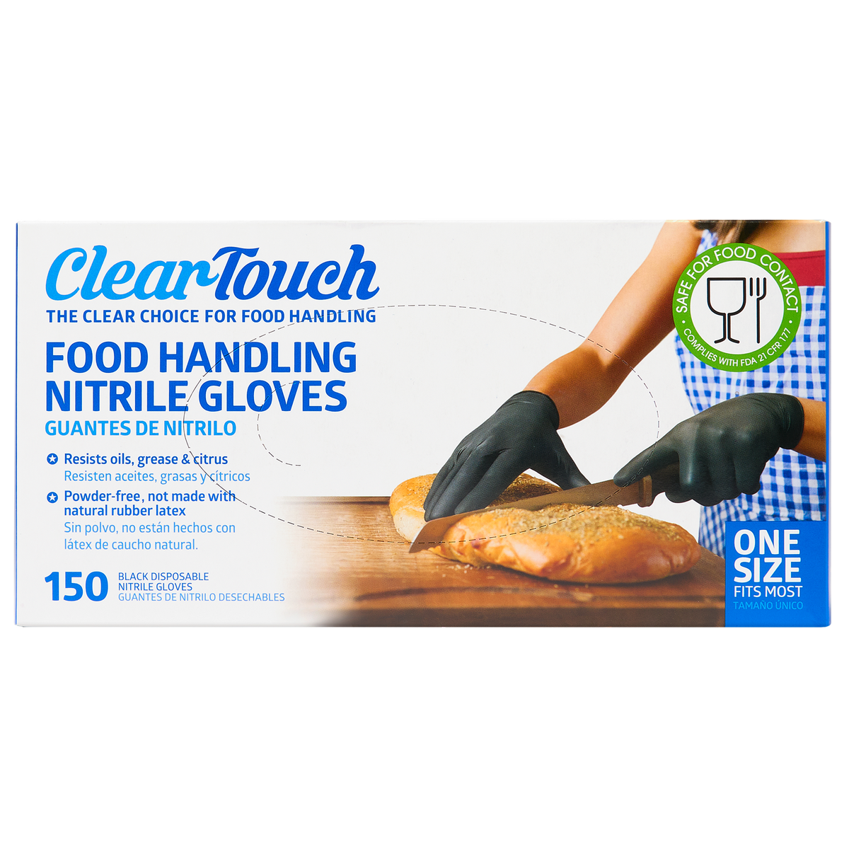 Clear-Touch Food Handling Nitrile Gloves, One Size, Black, 150 ct - Image 2
