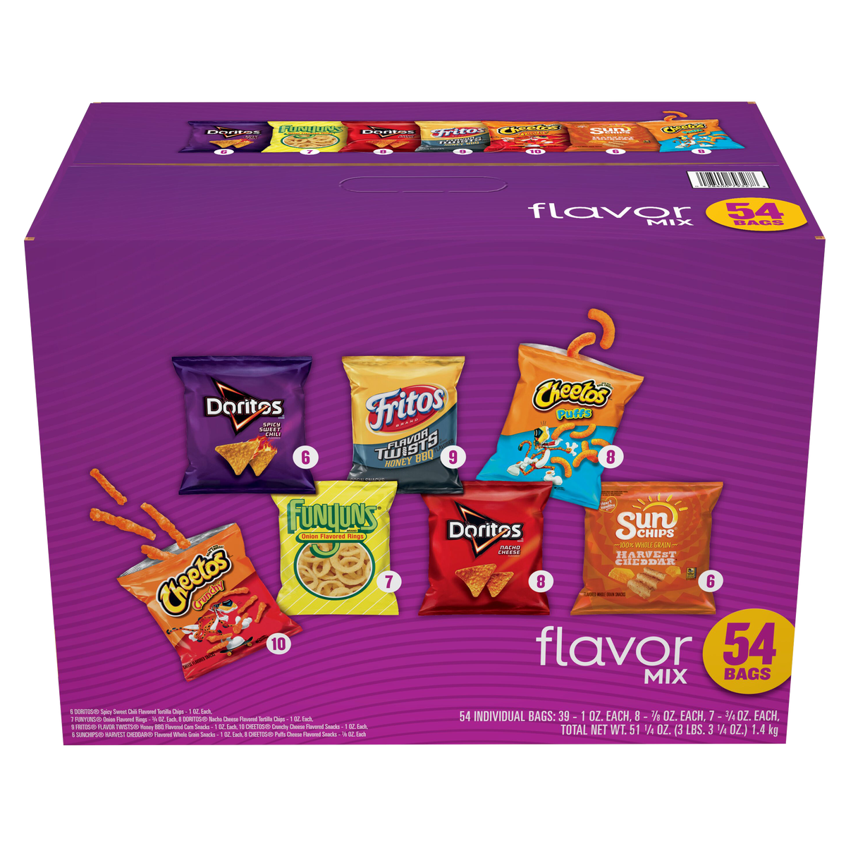 Frito-Lay Flavor Mix, Variety Pack, 54 ct