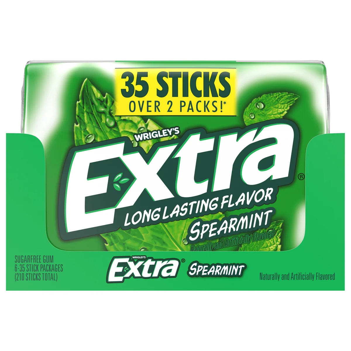 Extra Sugar Free Chewing Gum, Spearmint, Mega Pack, 35 sticks, 6 ct - Image 2