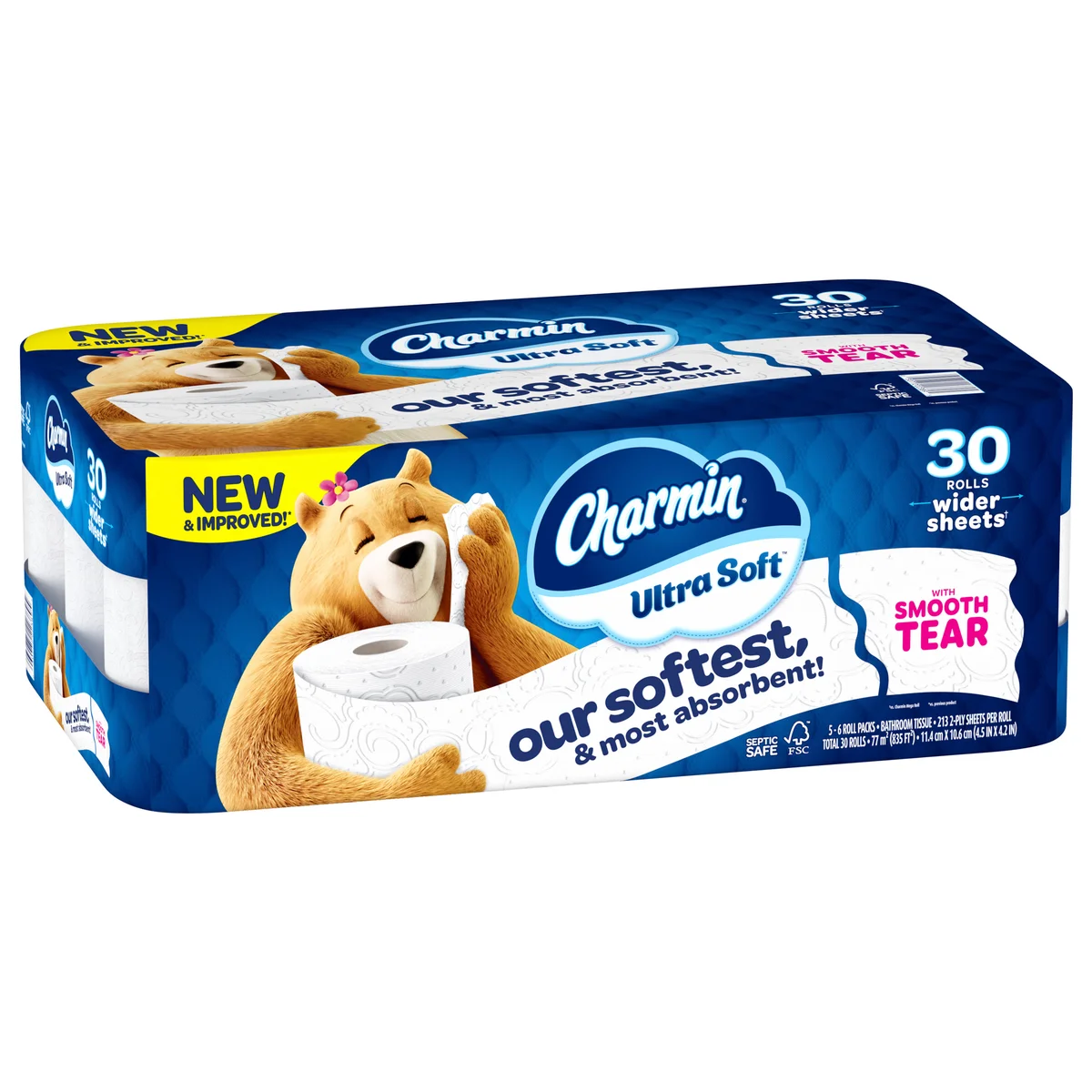 Charmin Ultra Soft Bath Tissue, 2-Ply, 4.5'' x 4.2'', 213 Sheets, 30 ct - Image 2